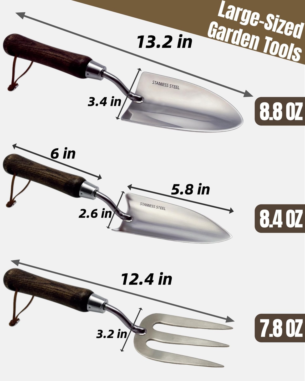 Garden Tool Set, 6PCS Heavy Duty Stainless Steel Gardening Hand Tools with Ro…