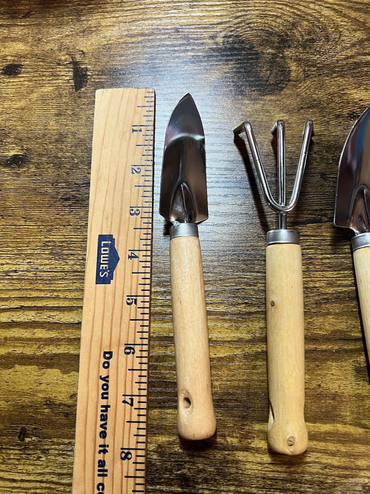 Porch Goose Accessory 3 Pcs Mini Garden Tool Set Metal & Wood Summer Decor