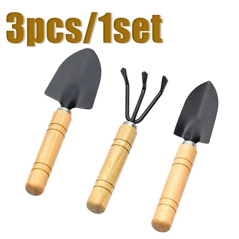 3Pcs Mini Gardening Tools Set Shovel Rake Portable Planting Flower Tool Kit