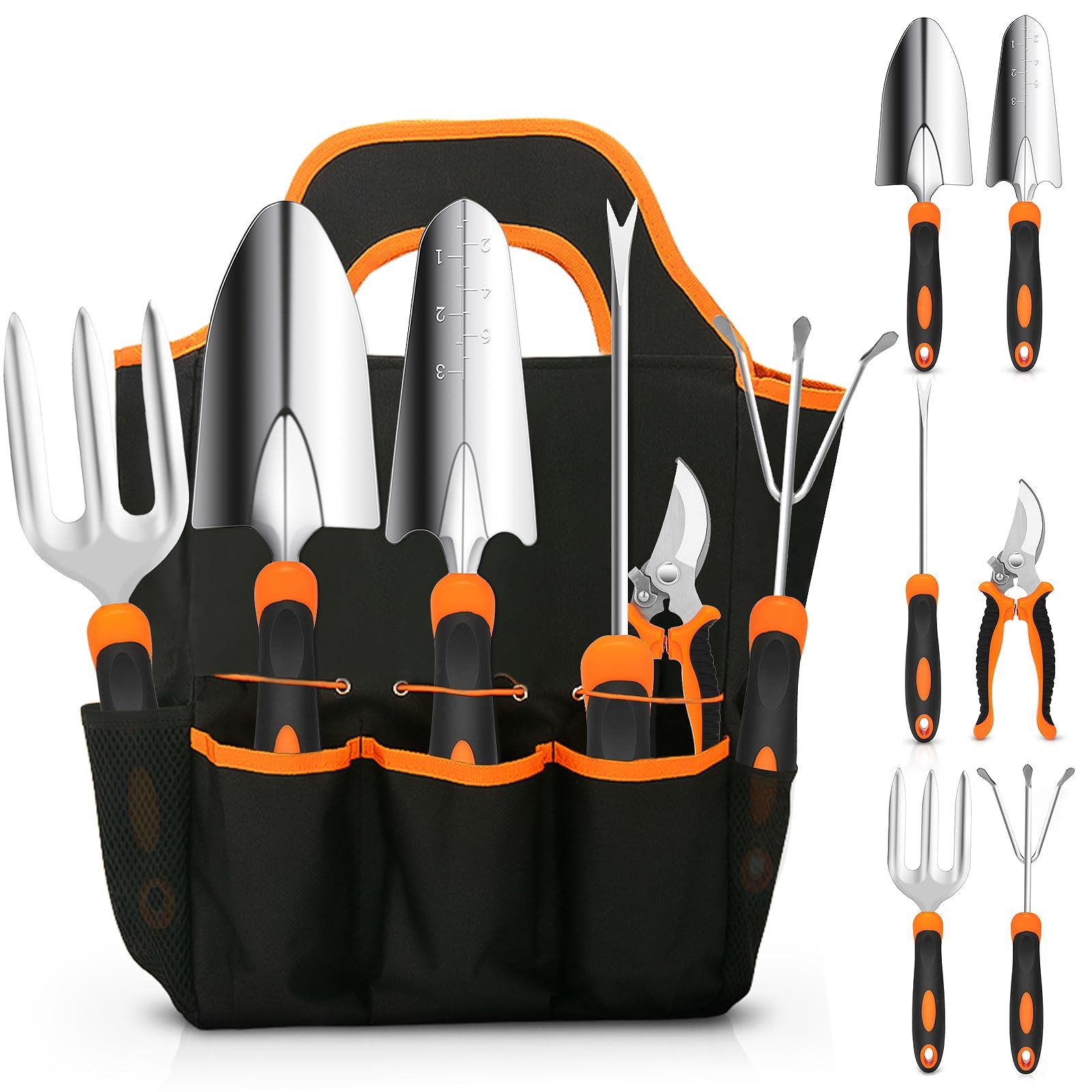 Stainless Steel Gardening Tool Set with Tote Bag and Non~Slip Grip