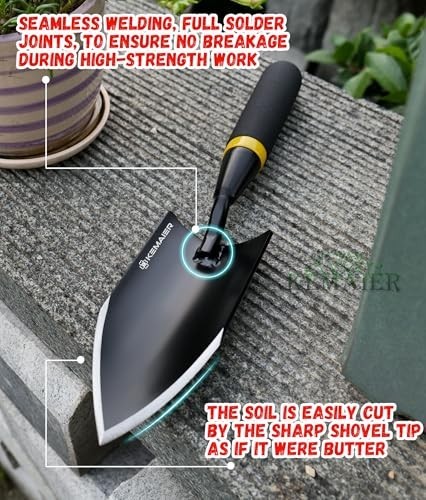 Gardening Hand Trowel Carbon Steel 6.3 Inch Ergonomic Rubberized Handle Digging
