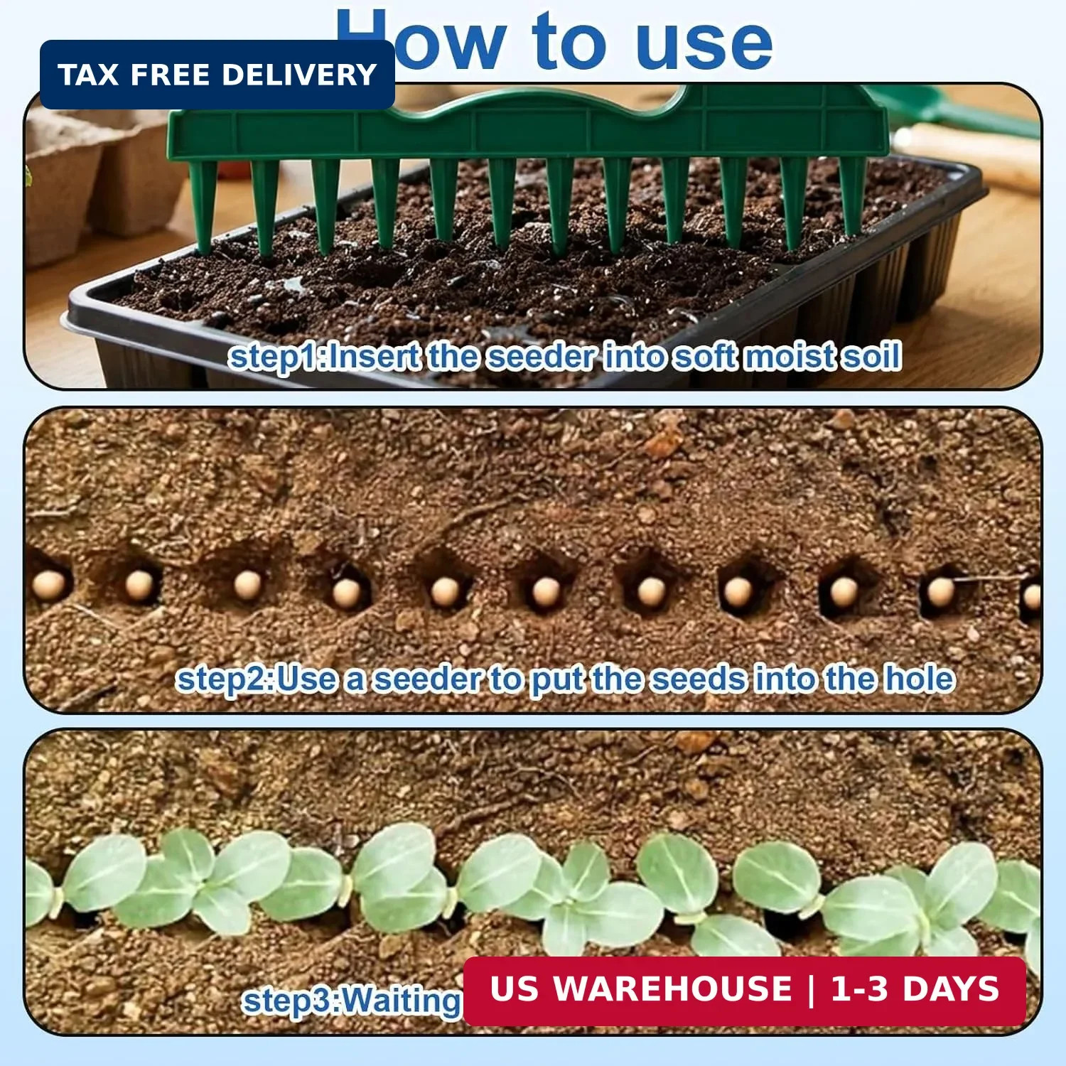 7-Piece 10inch Seed Spacing Set, Seed Planter Tool, Handheld Gardening Tool with