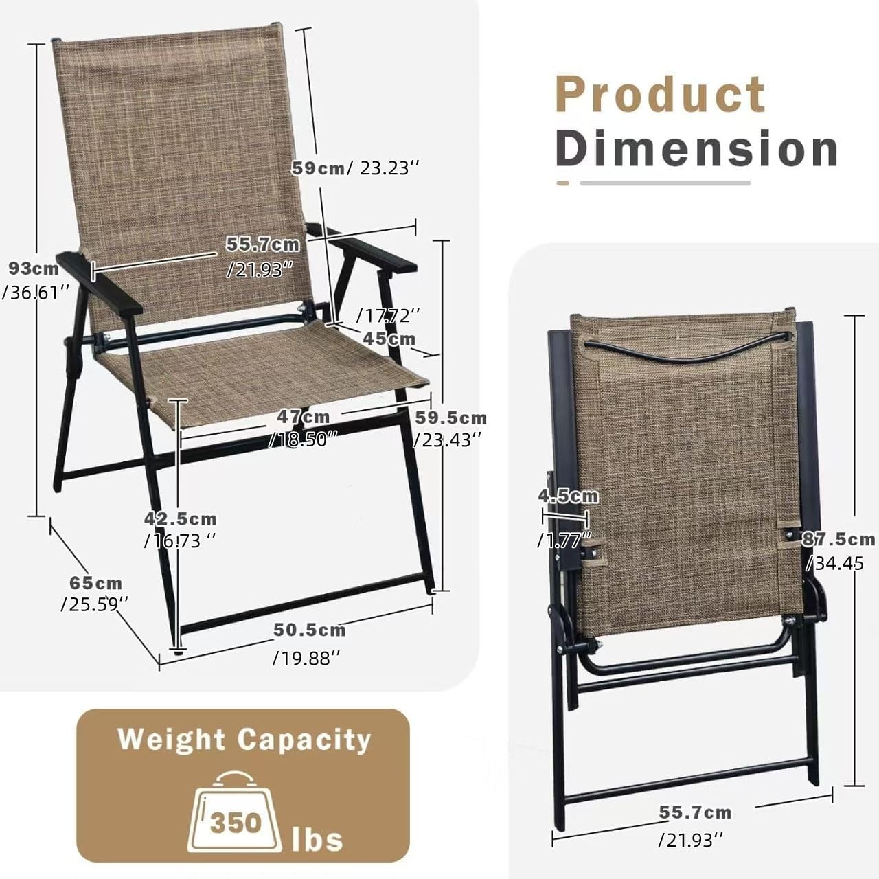 Folding Outdoor Chair Set of 4 Stackable Outdoor Dining Chair with Armrests Back