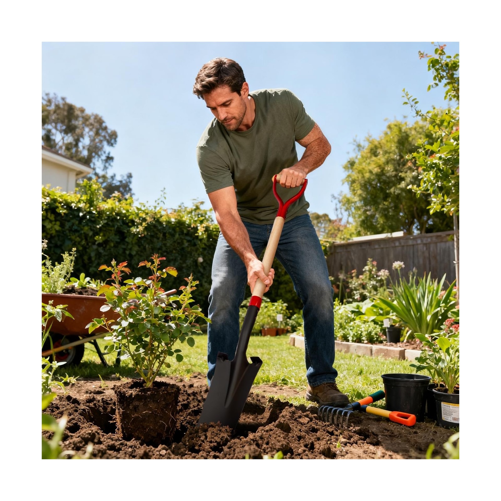 Nohovu Spade Shovel for Digging, Heavy Duty Shovel with D-Handle, Trench Shov…