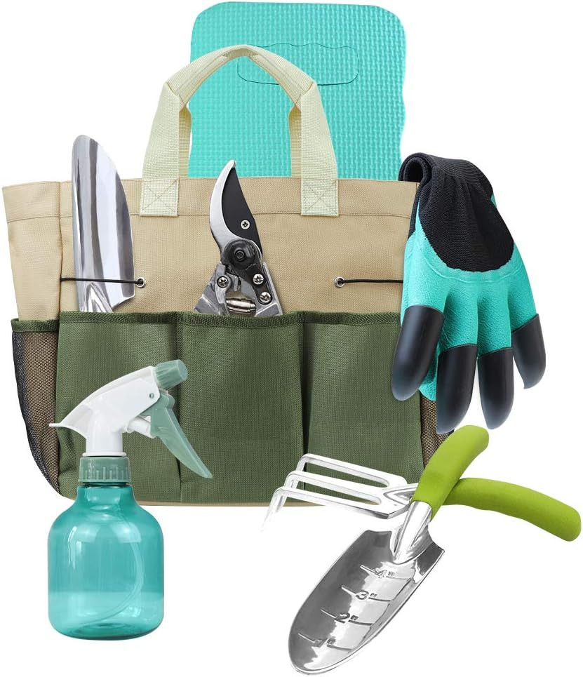 Garden Tools Set with 3 Aluminum Gardening Tools, 1 Pruning Shear, 1 Mister Spra