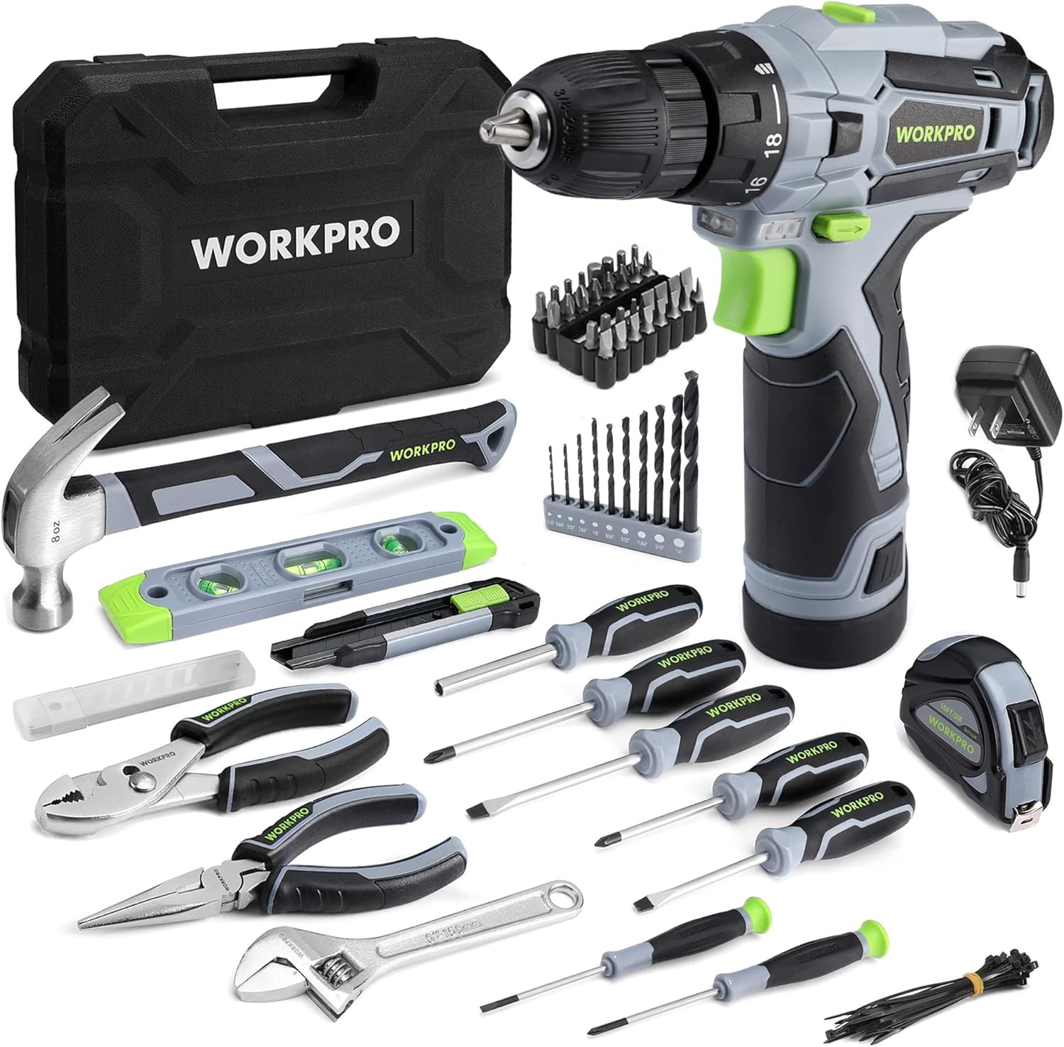 108Pcs 12V Cordless Drill Tool Kit Variable Speed Storage Box