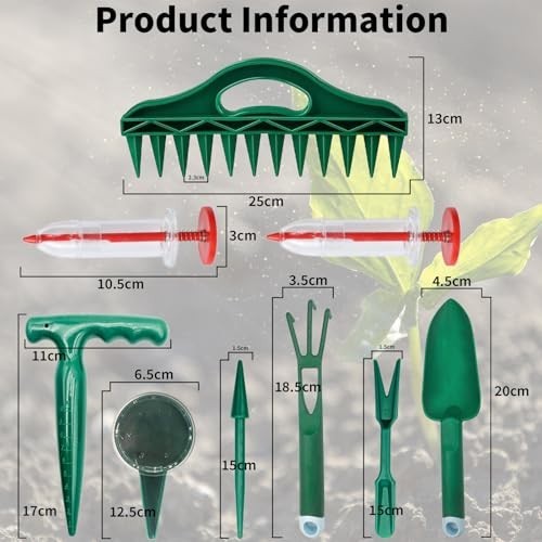 All-in-One Gardening Tool Kit – 12-Hole Punch, Seed Planter, Repotting Mat, 10 P