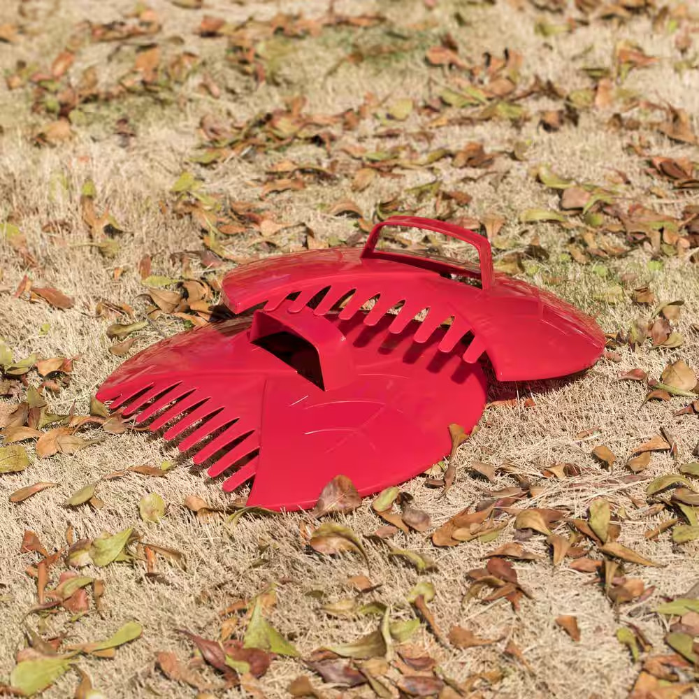 12 In. Plastic Handle Decorative Pair of Leaf Scoops, Hand Rakes for Lawn and Ga