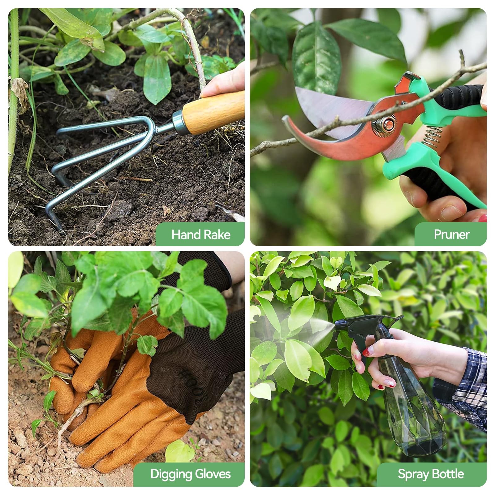 Grenebo Gardening Tools 9 Piece Heavy Duty Garden Hand Tools with Fashion and