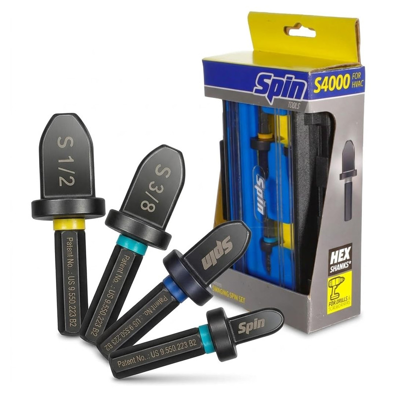 Spin Tools 4000 4-Piece Drill Bit Swaging Tool Set 1/4 3/8 1/2 5/8-Inch
