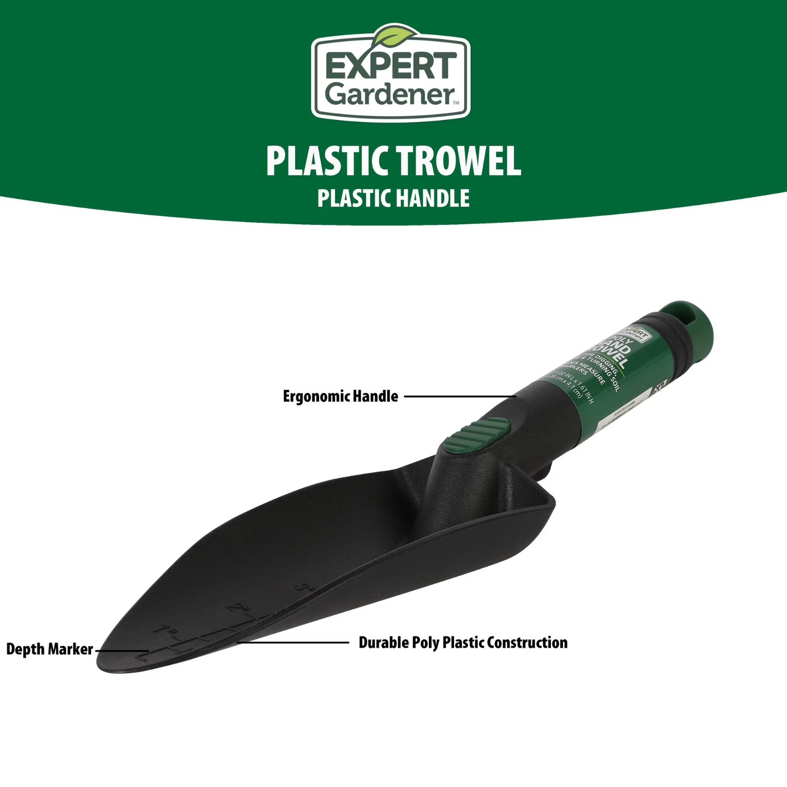 Expert Gardener Tool Bundle Gloves Size L + Poly Trowel + Cultivator 3pc Set