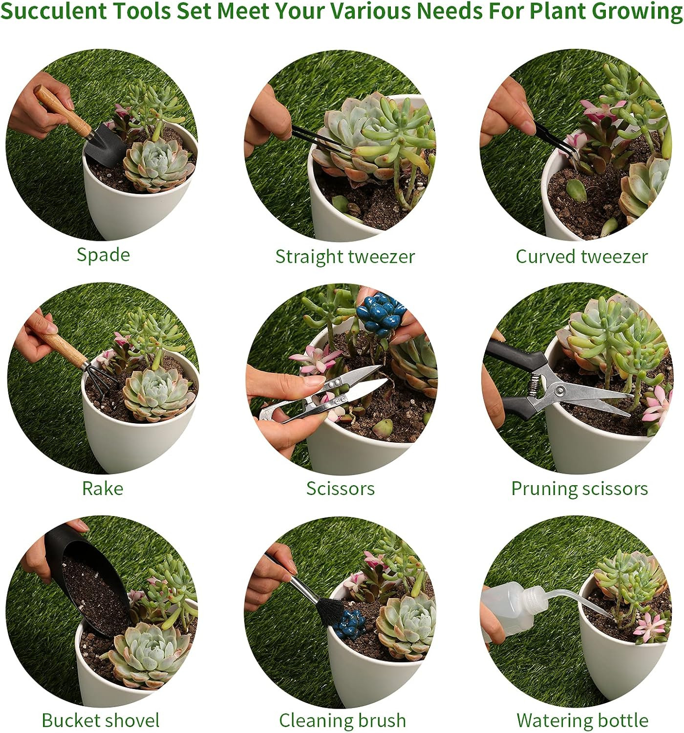 11Pcs Succulent Tools, Mini Garden Tools, Plant Repotting Set(No Flowerpot) | Su