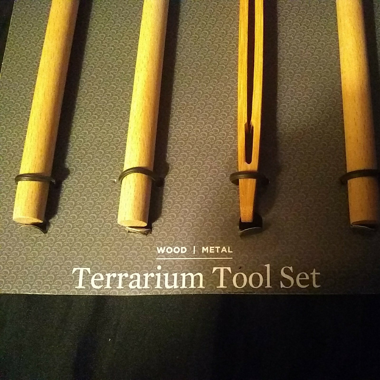 Better Homes & Gardens Terrarium Tool Set Wood Metal Rake Shovel Brush Tweezers!