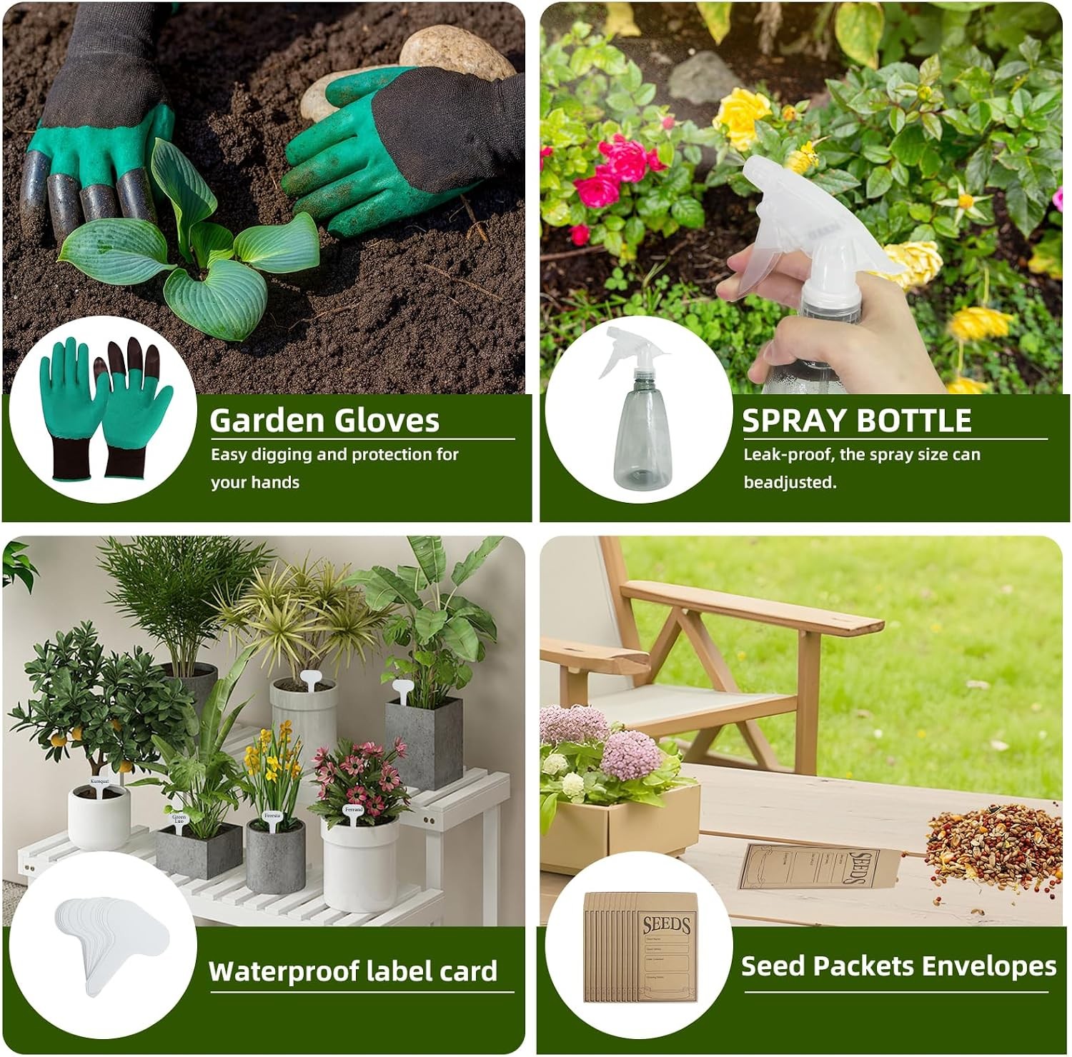 8 in 1 Seed Storage Garden Seed Organizer W/ Gardening SuGarden Tool Set Box W/