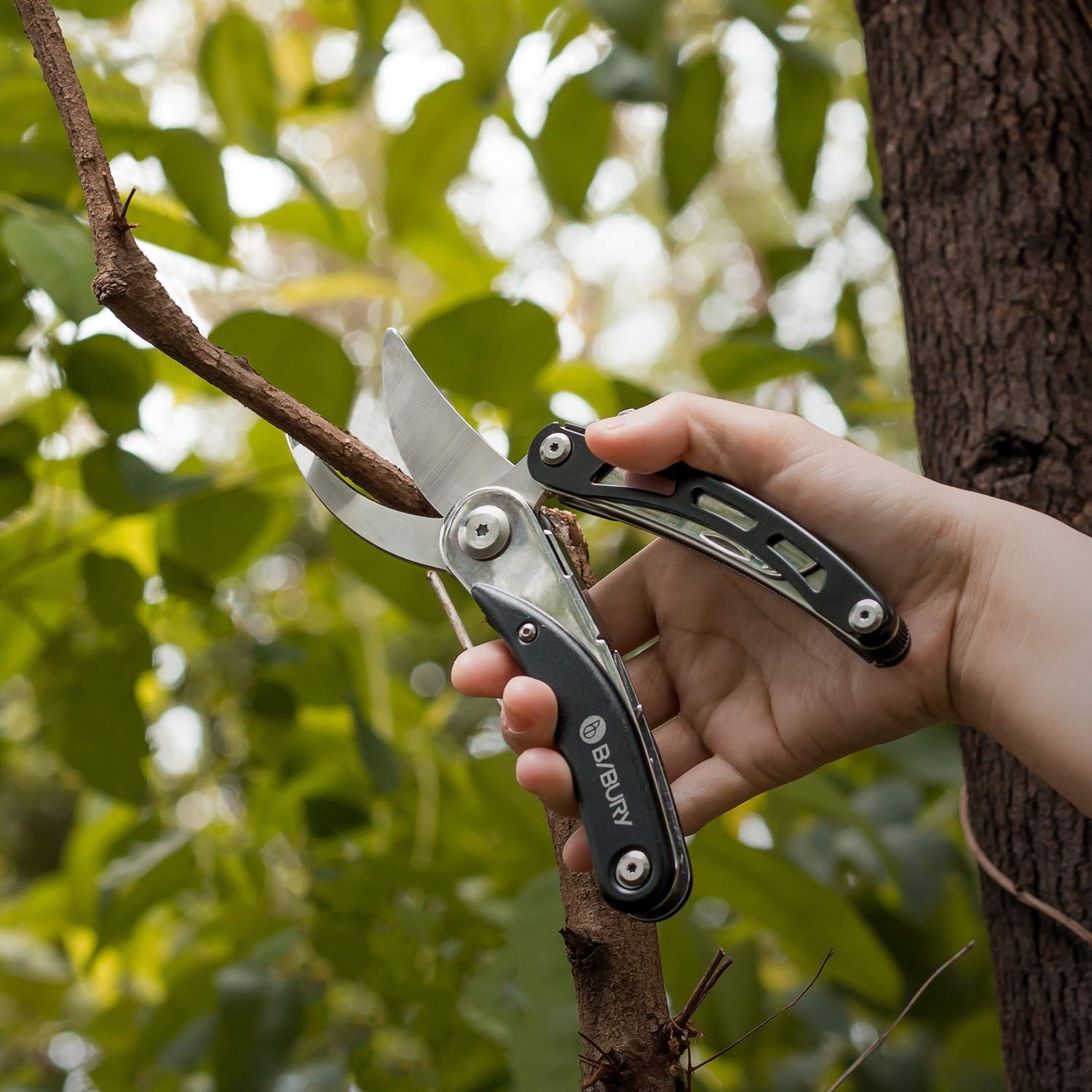 BIBURY Gardening Hand Pruners, 5 in 1 Multitools Folding Scissors 420 Stainle…