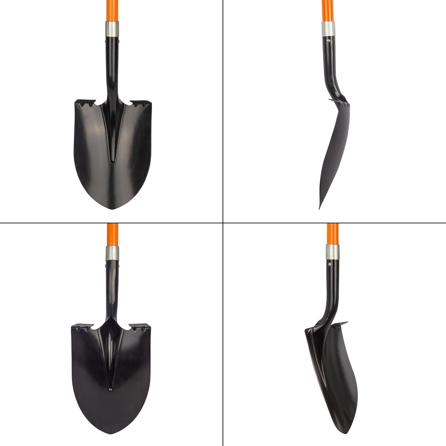 Professional 56″ Heavy-Duty Shovel with Round Blade & Sturdy Fiberglass Handle