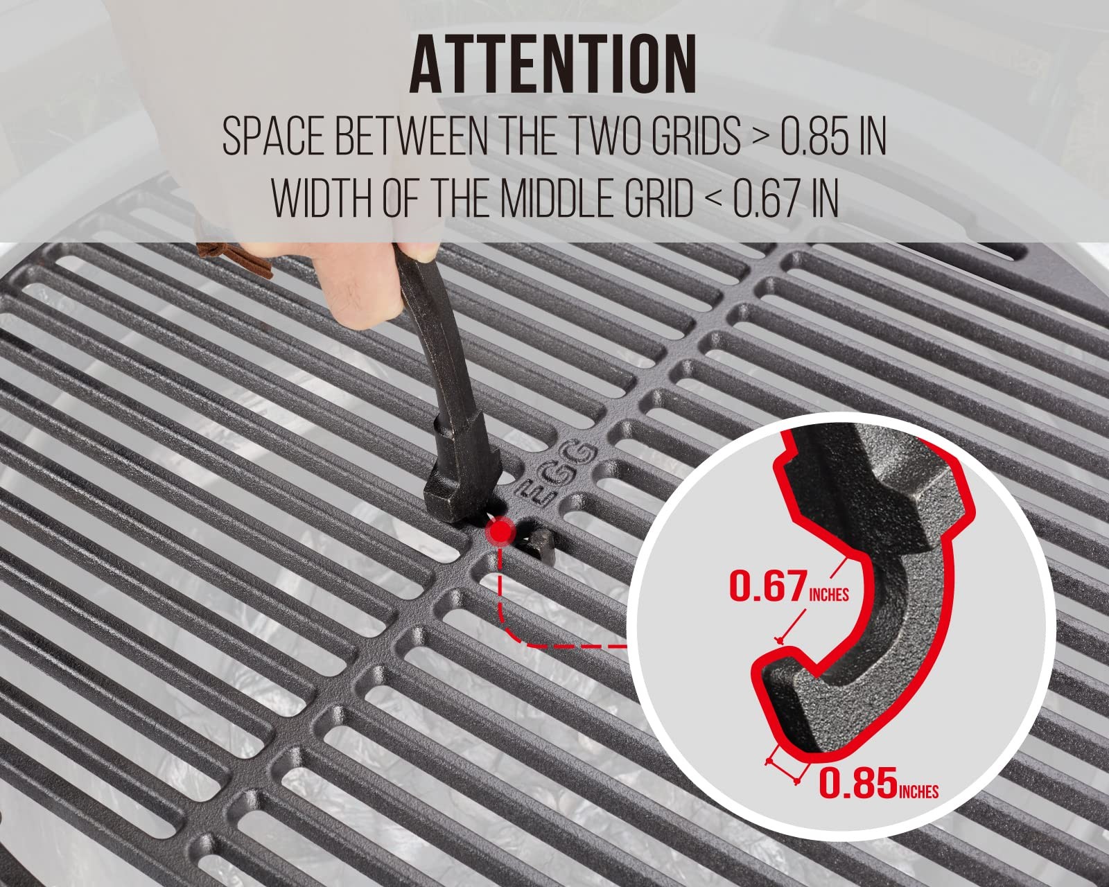 Griaddict 2Pack Barbecue Cooking Grids Gripper Cast Iron Grill Grate –