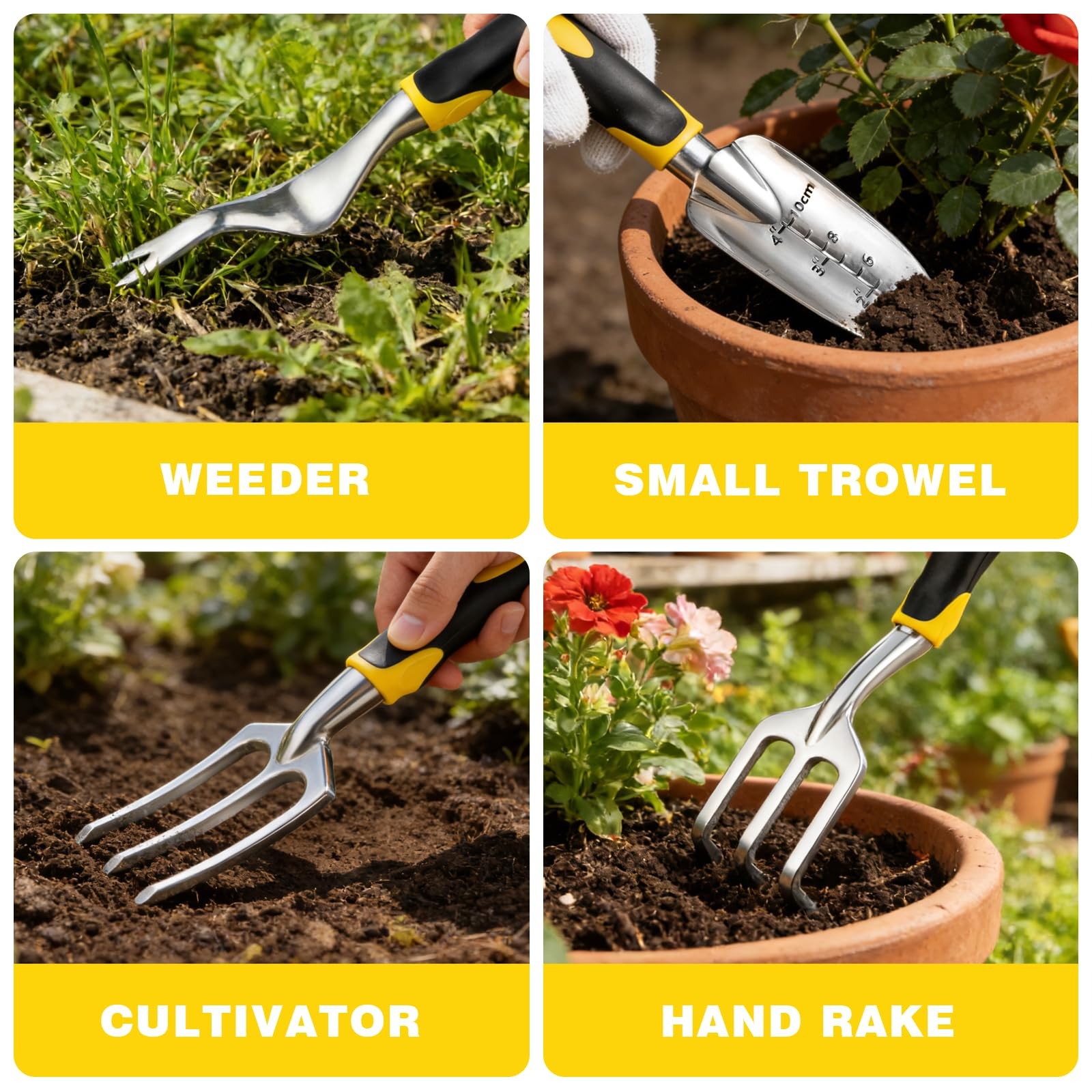 Ergonomic 7Piece Gardening Tools Set Aluminum Hand Tools for Gardeners