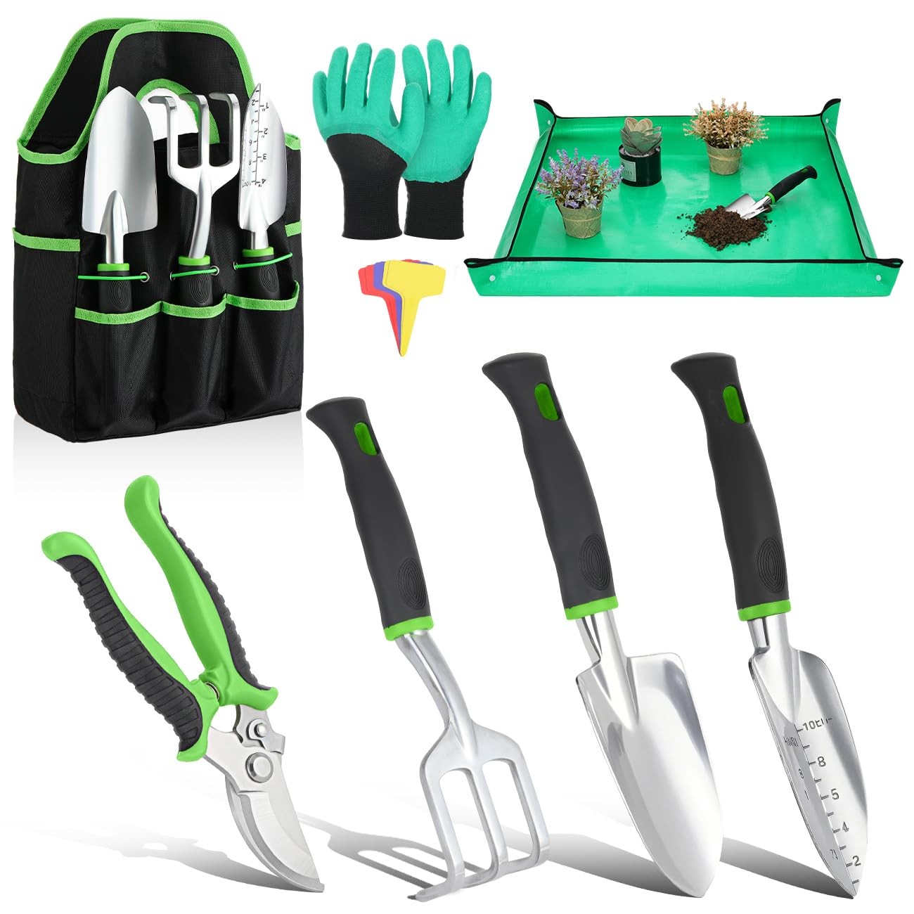 8~Piece Heavy Duty Garden Tool Set with Bag, Aluminum Alloy, Non~Slip Grip