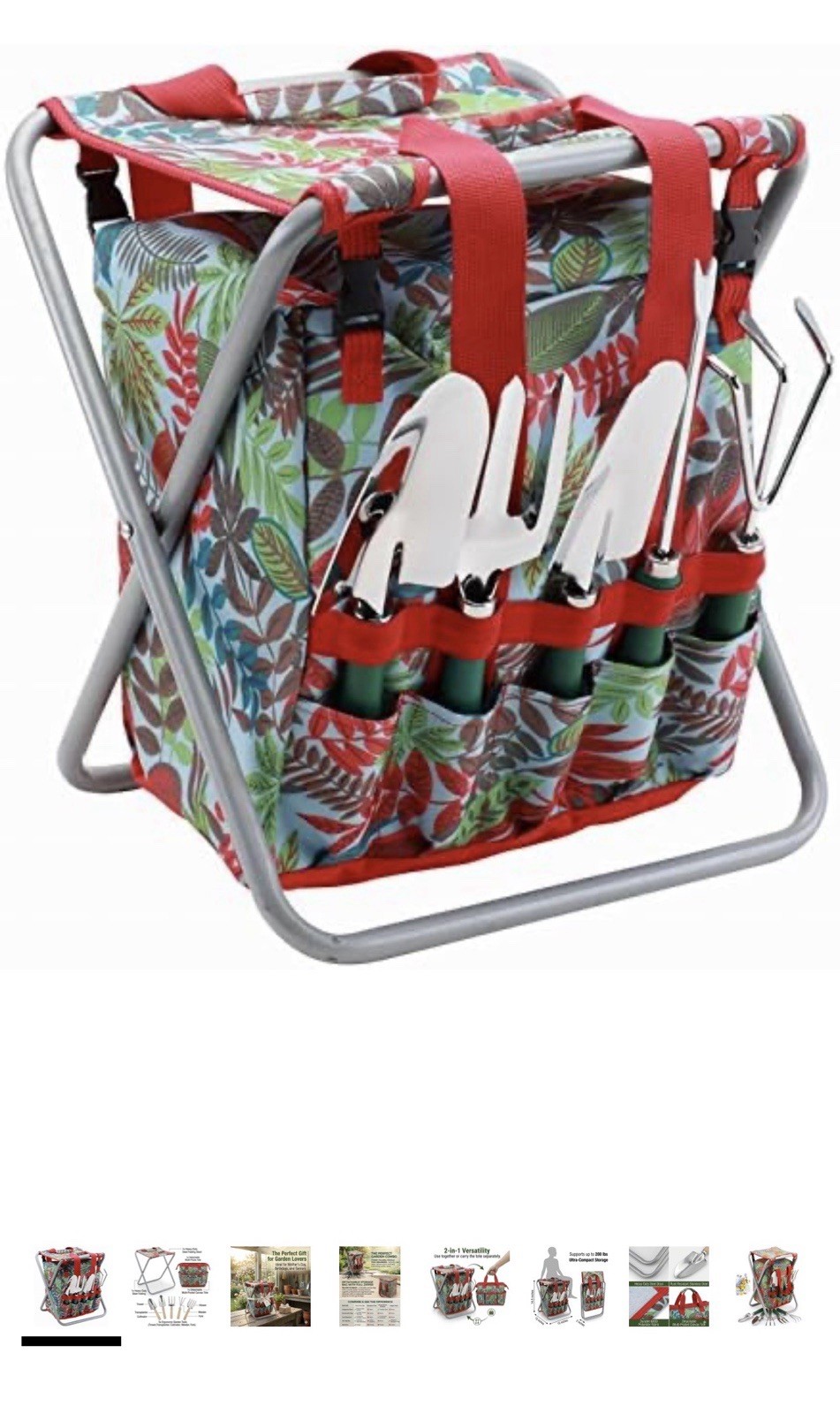 Elegant 7-Piece Gardening Tool Set with Folding Stool & Durable Canvas Tote