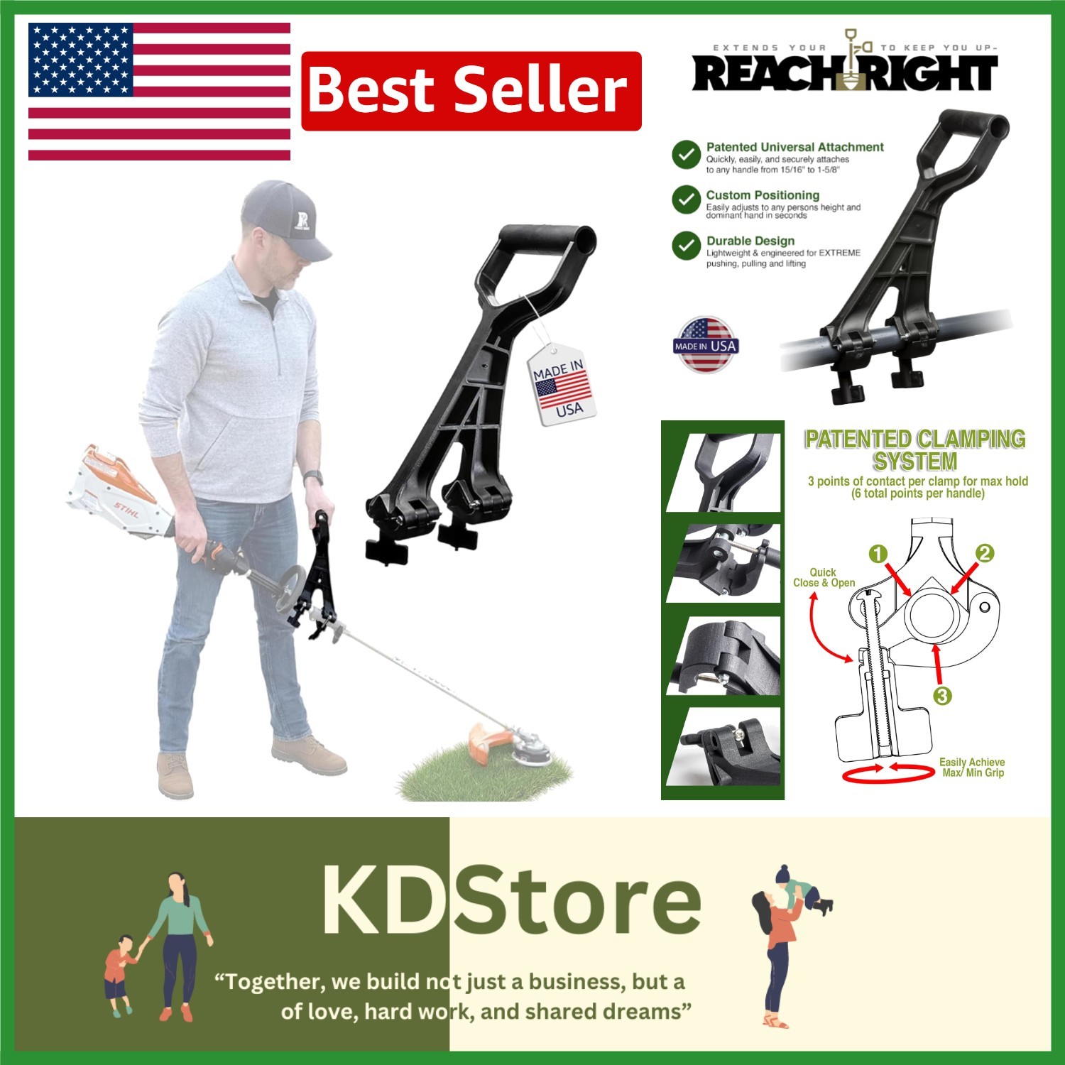 Universal Gardening Tool Handle Attachment – Fits Various Diameters – Ergonomic