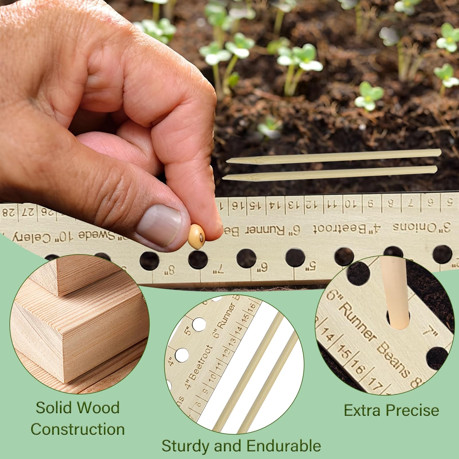 Garden Seed Spacer Planting Ruler, Precision Seed Spacer & Ruler with Holes a…