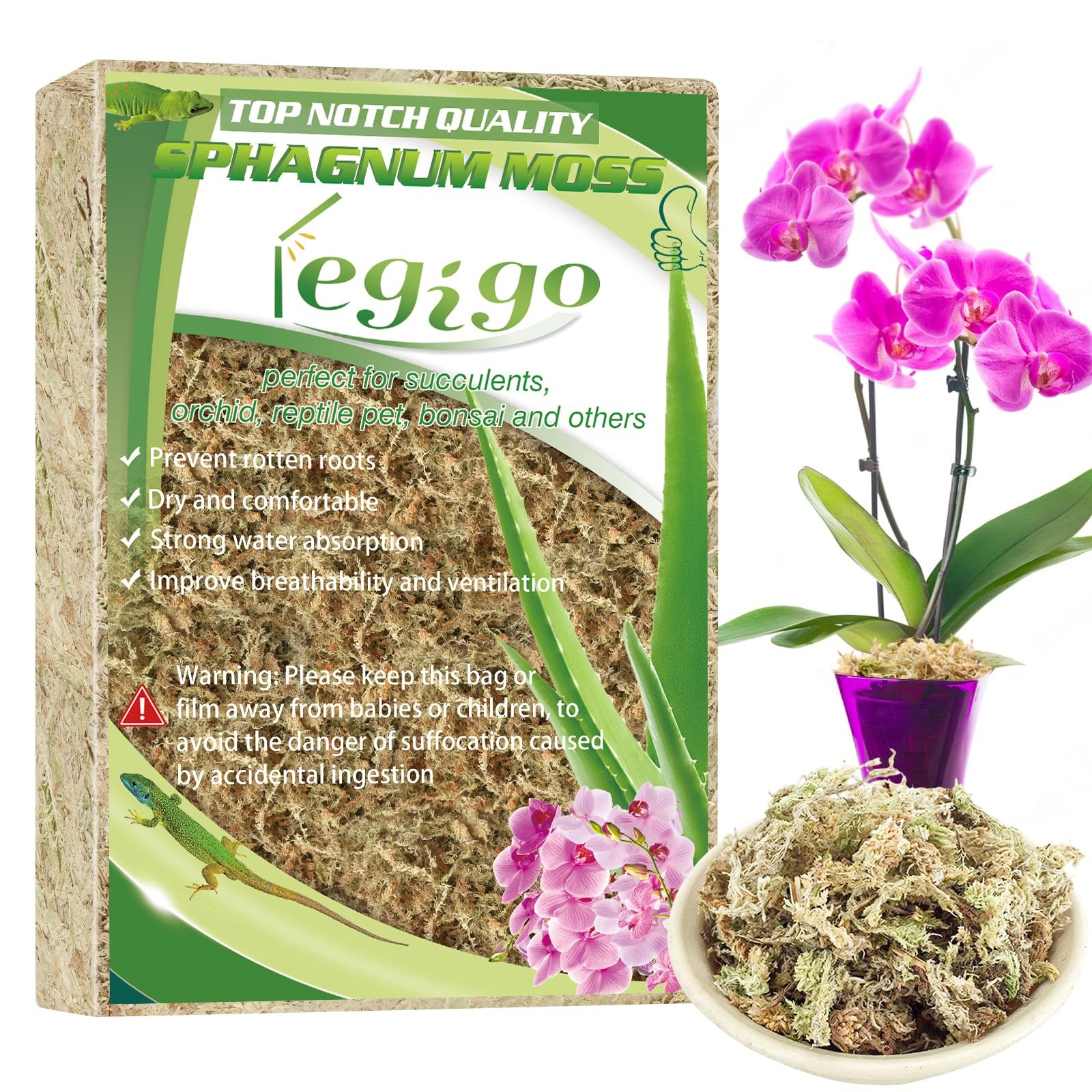 Legigo 3.5Oz Premium Sphagnum Moss Potting Mix- 4 Qt Natural Succulent