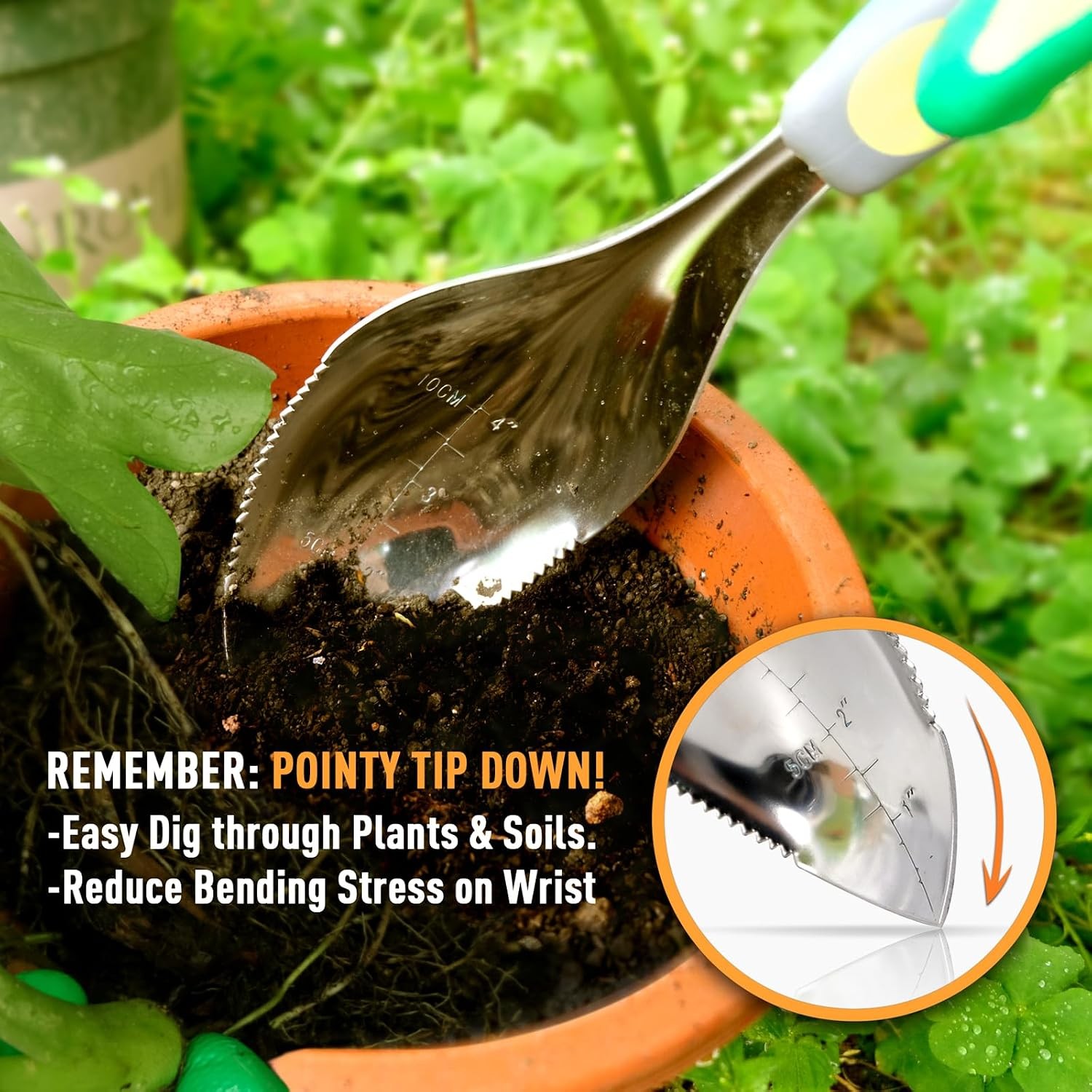 2Pack Garden Trowel Stainless Steel Hand Shovel with Ergonomic Handle Multi-Use