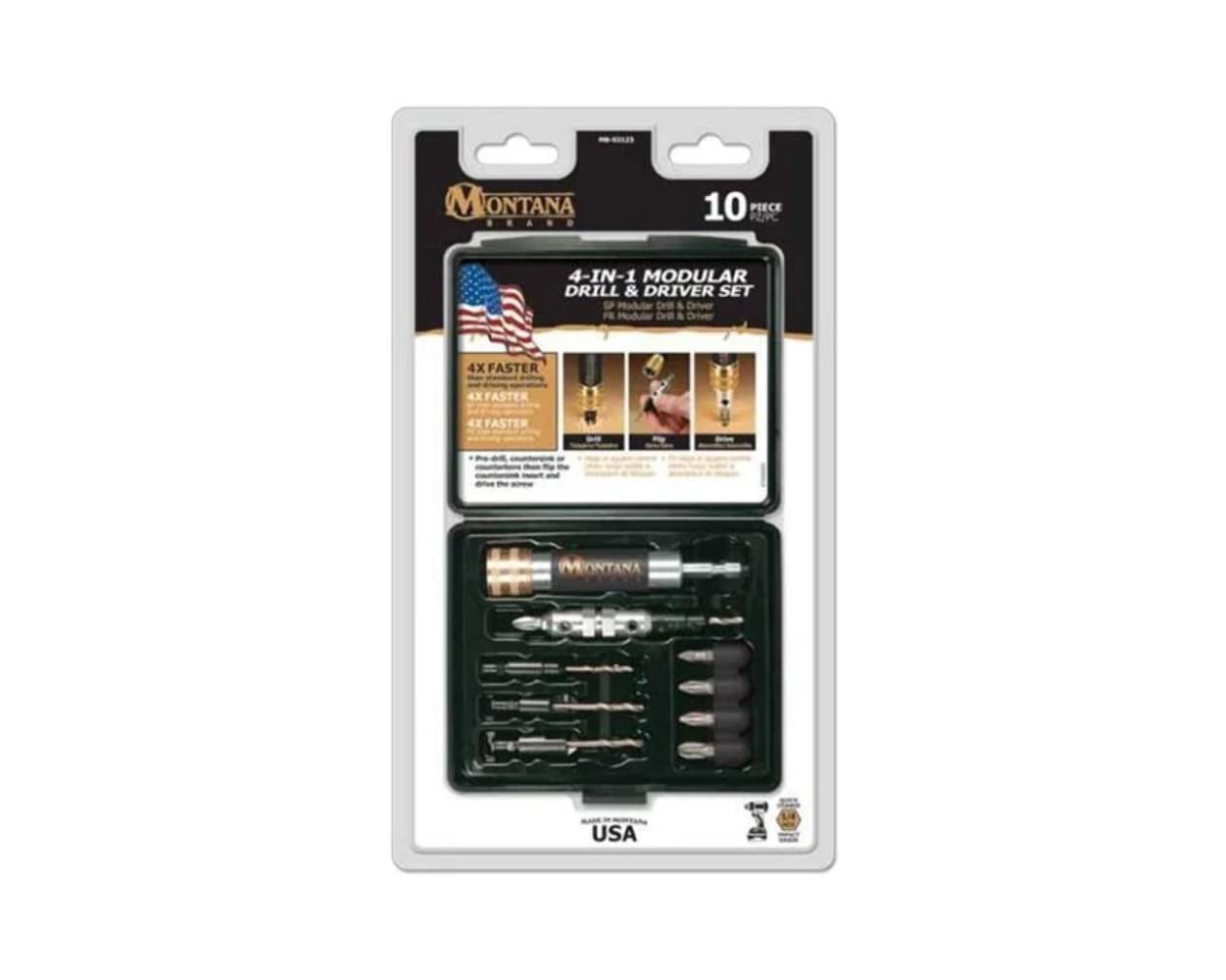 Montana Brand Mb-63123 10 Piece Modular Drill Drive Set Made In Usa