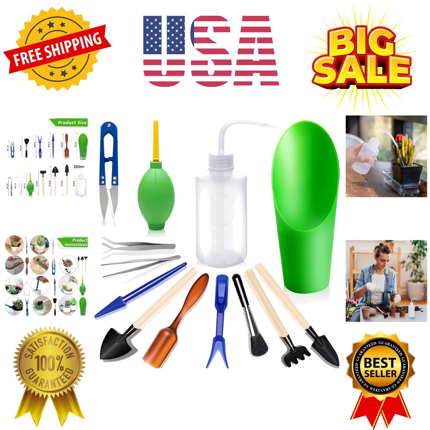 Succulent Tools, Mini Garden Tool Set, Transplanting Tools Set, Succulent Car…