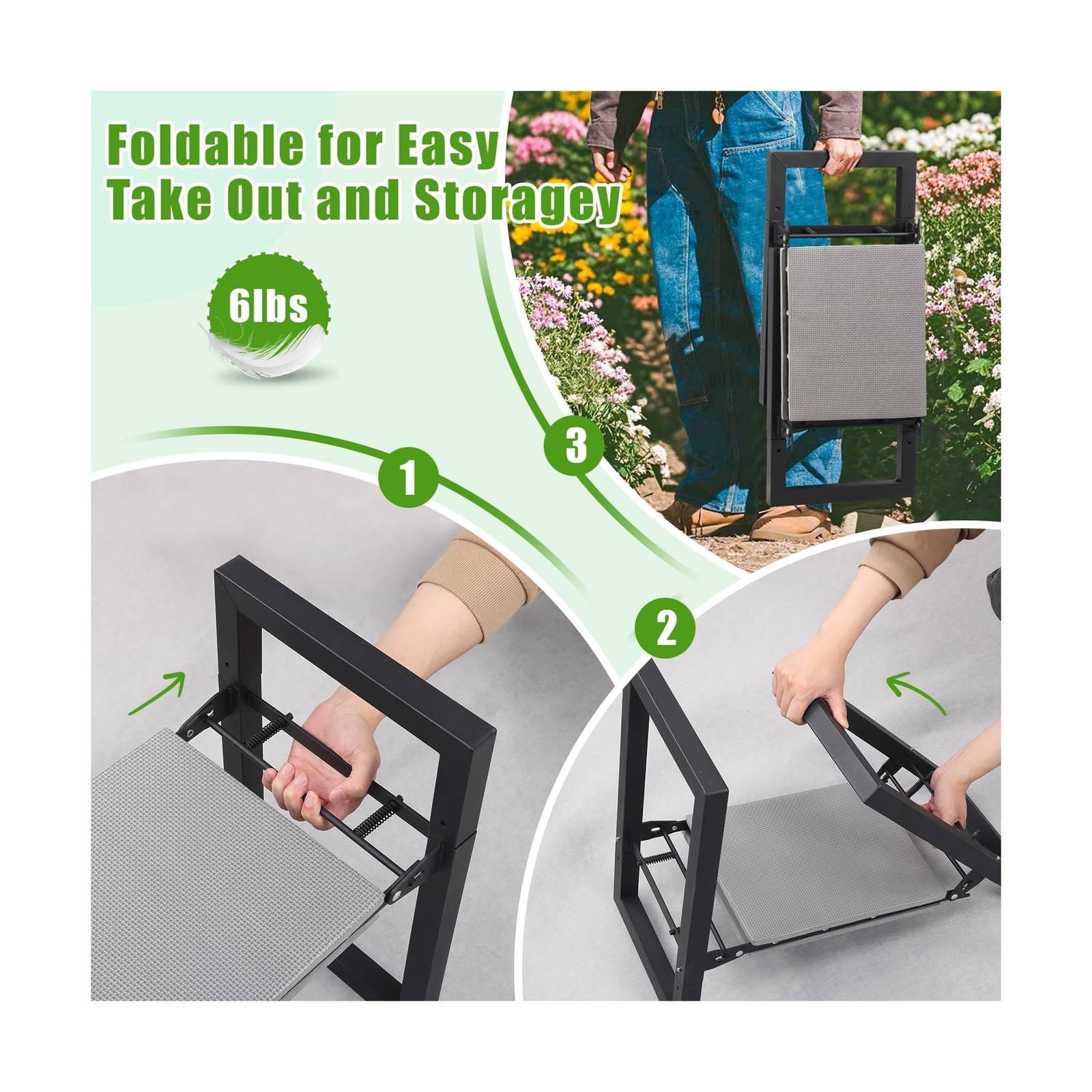 Garden Kneeler and Seat, 12.7″ Wide Folding Heavy Duty Gardenin… USA FAST SHIP