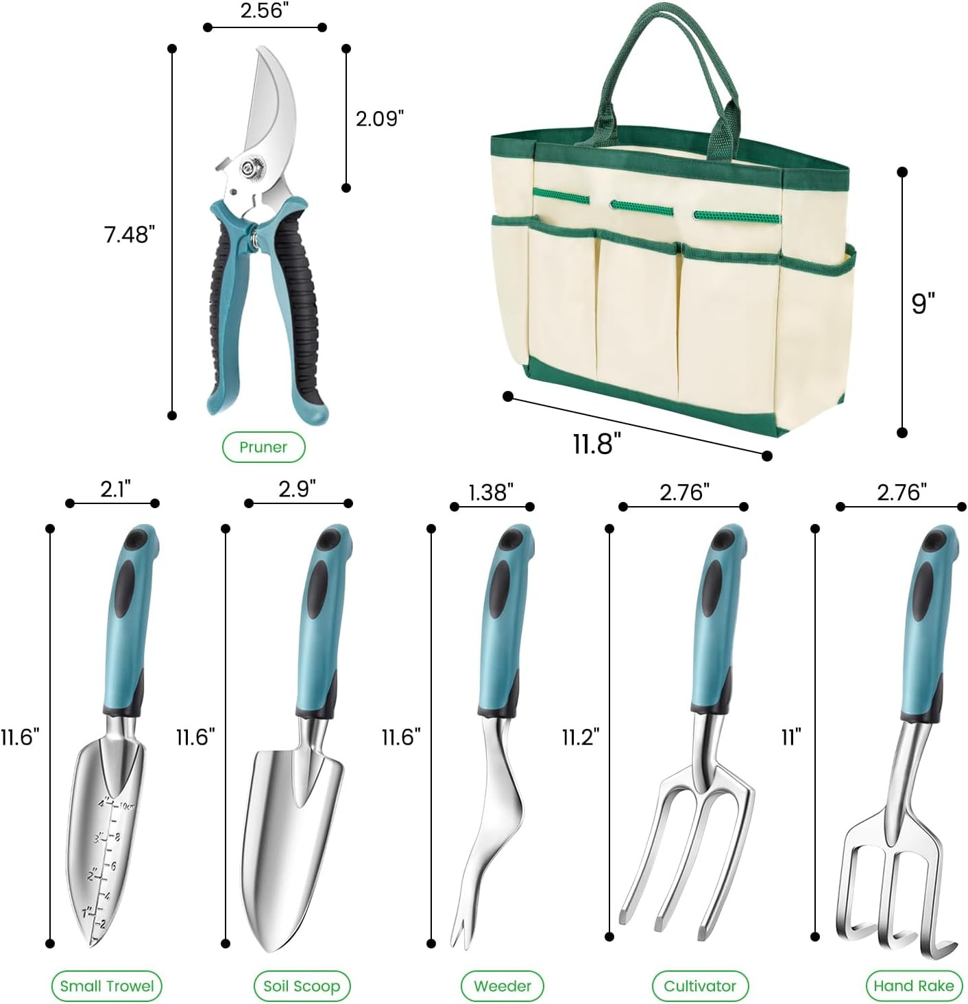 9-Piece Heavy-Duty Garden Tool Set with Durable Bag, Ideal for All Gardeners