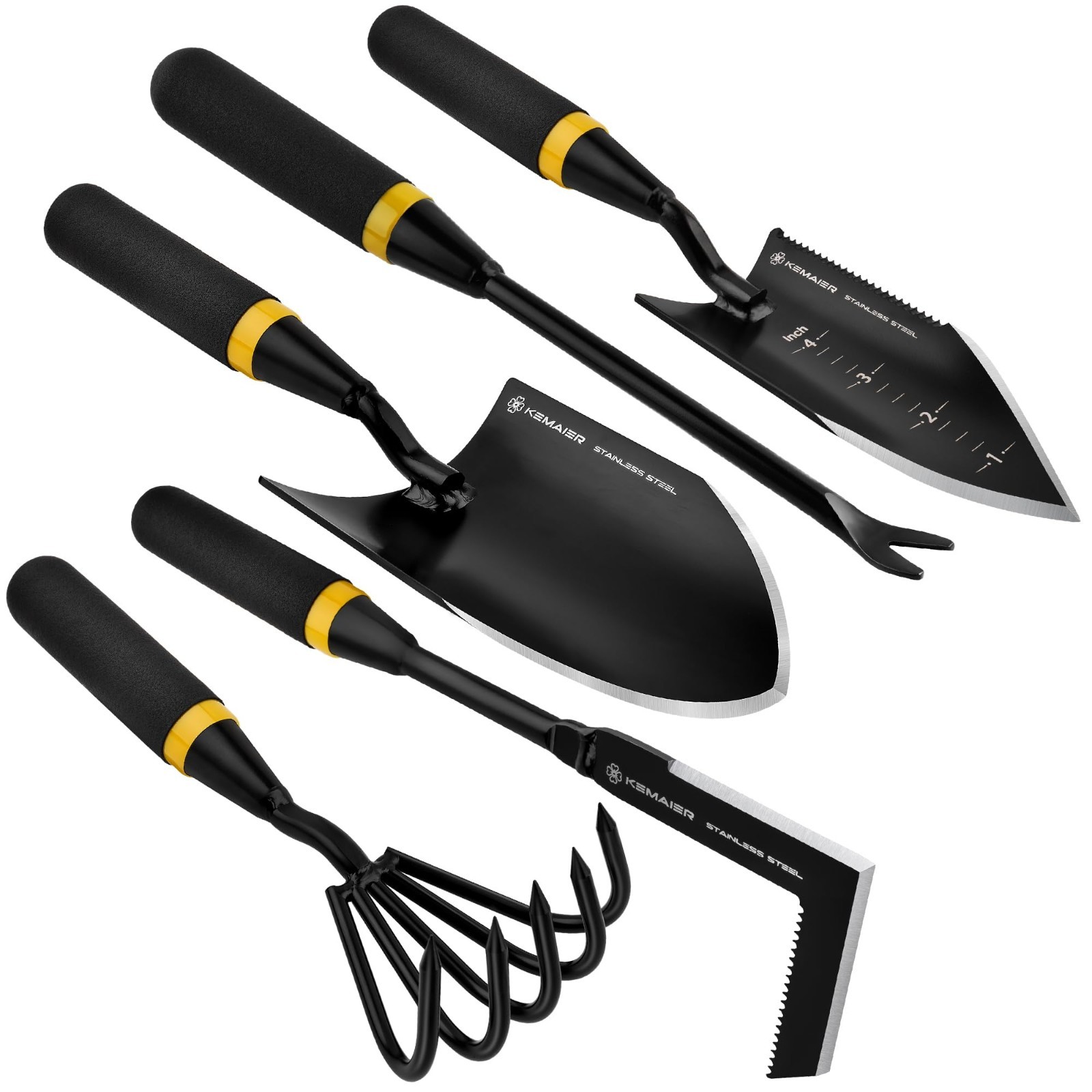 Heavy-Duty Stainless Steel Garden Tool Set – Cultivator, Trowel, Weeders & Shove