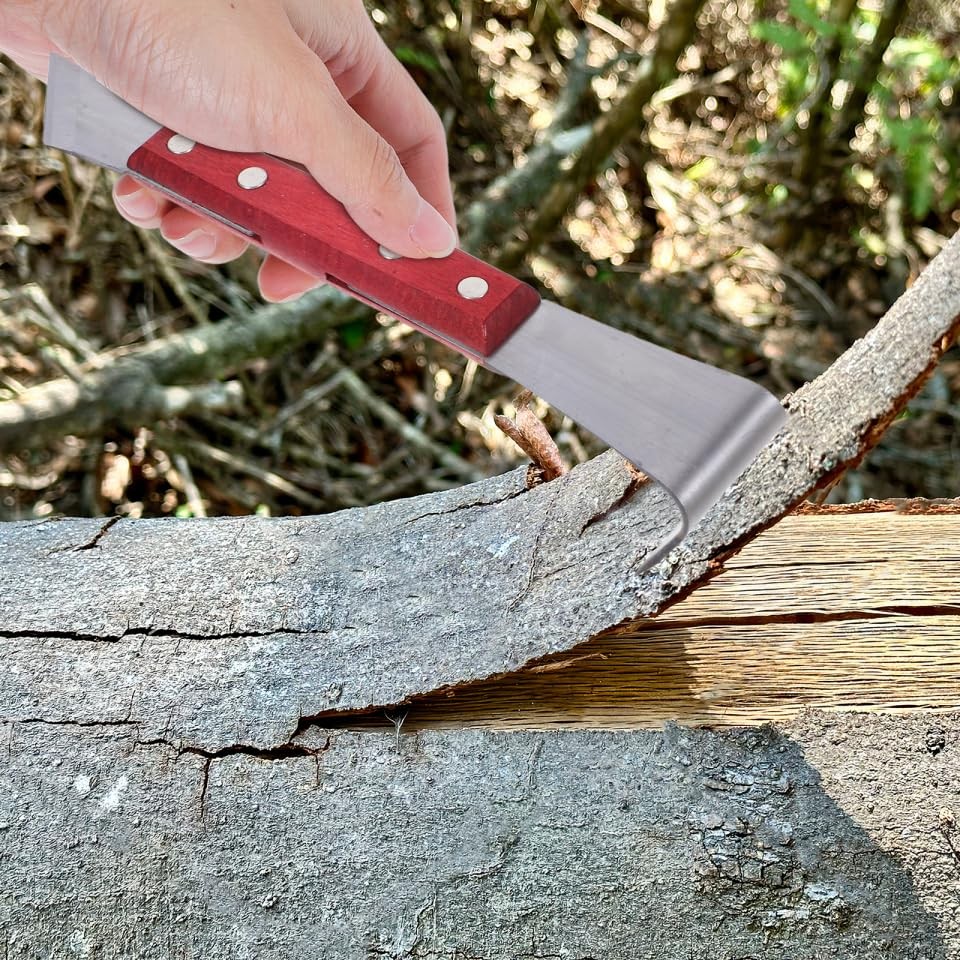 Gardening Bark Scraping Tool, Tree Bark Removal Tool with Wooden Handle for G…