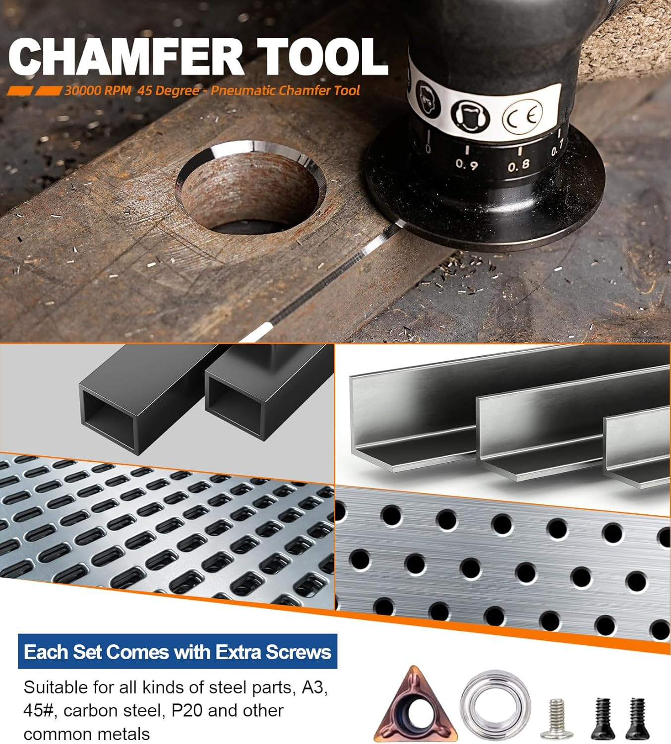 Portable Pneumatic Chamfer Tool, for Metal Chamfering Deburring Trimming Bevelin