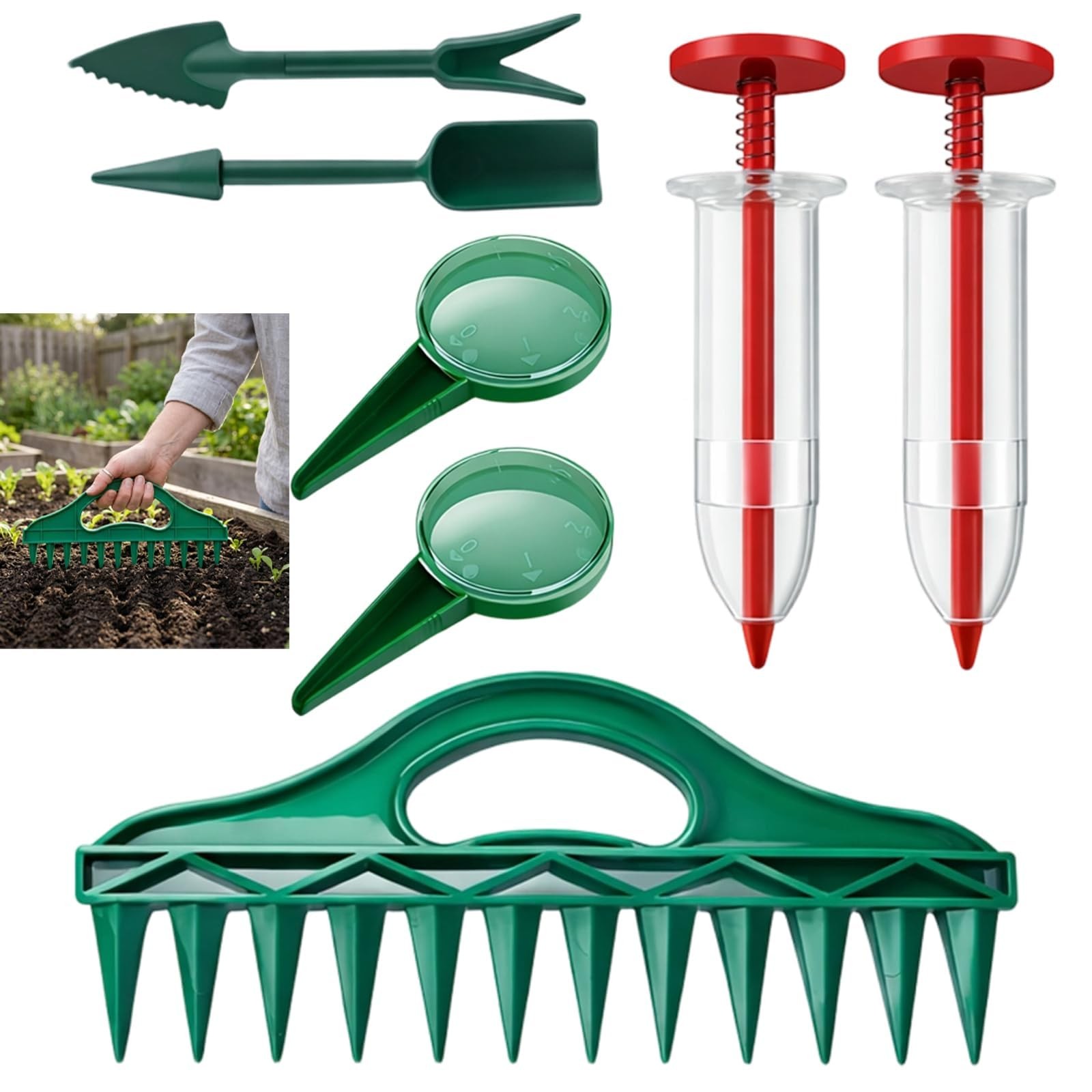 7-Piece 10inch Spacing Set, Planter Tool, Handheld Gardening Tool with Adjust…