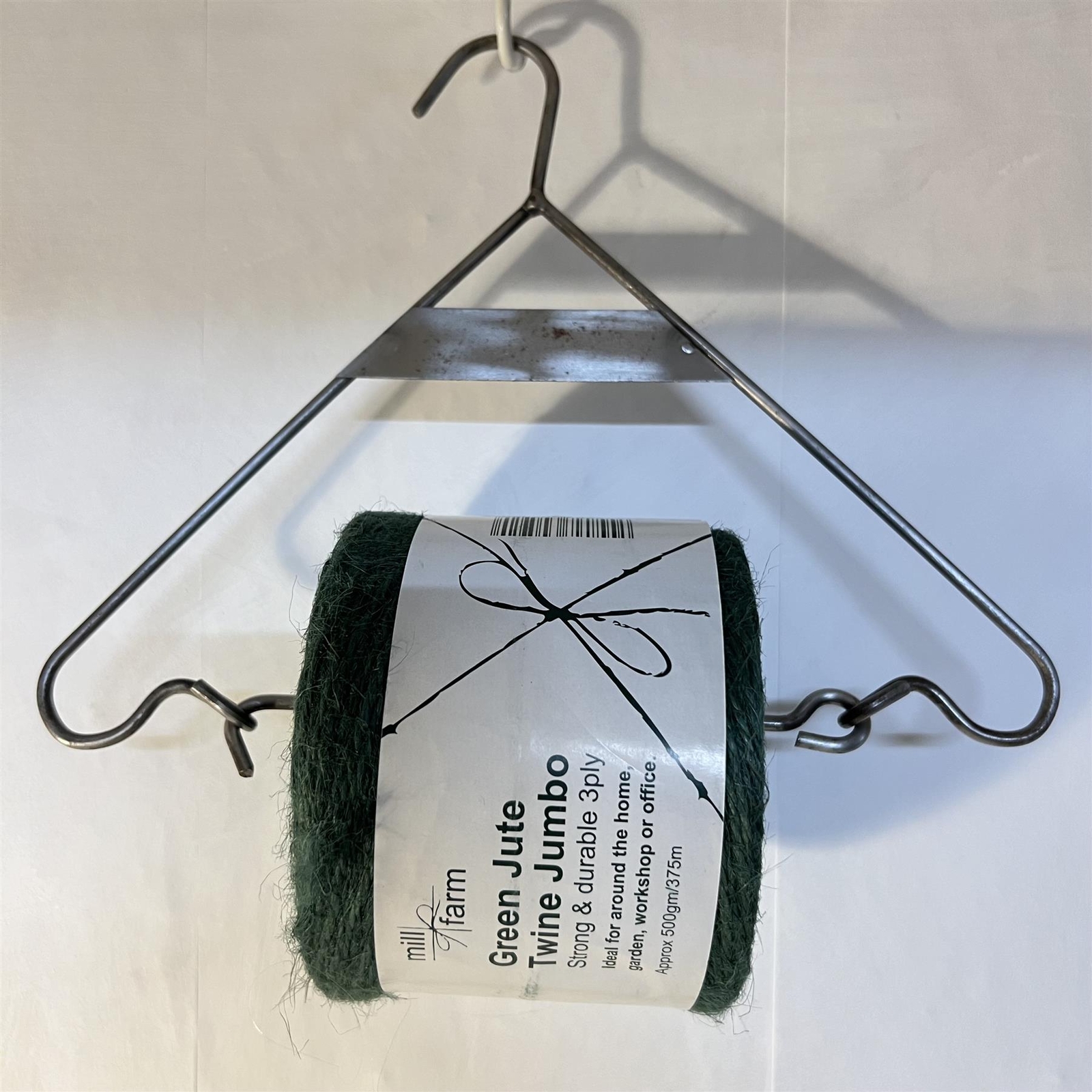 Cast iron hanging jute string dispenser with 375m Green Jute Twine
