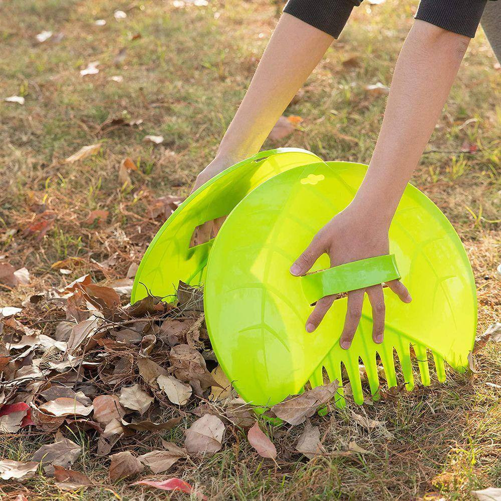 3 In. L Garden Leaf Spoon, Lawn and Garden Cleanup Hand Rake, Green Handle