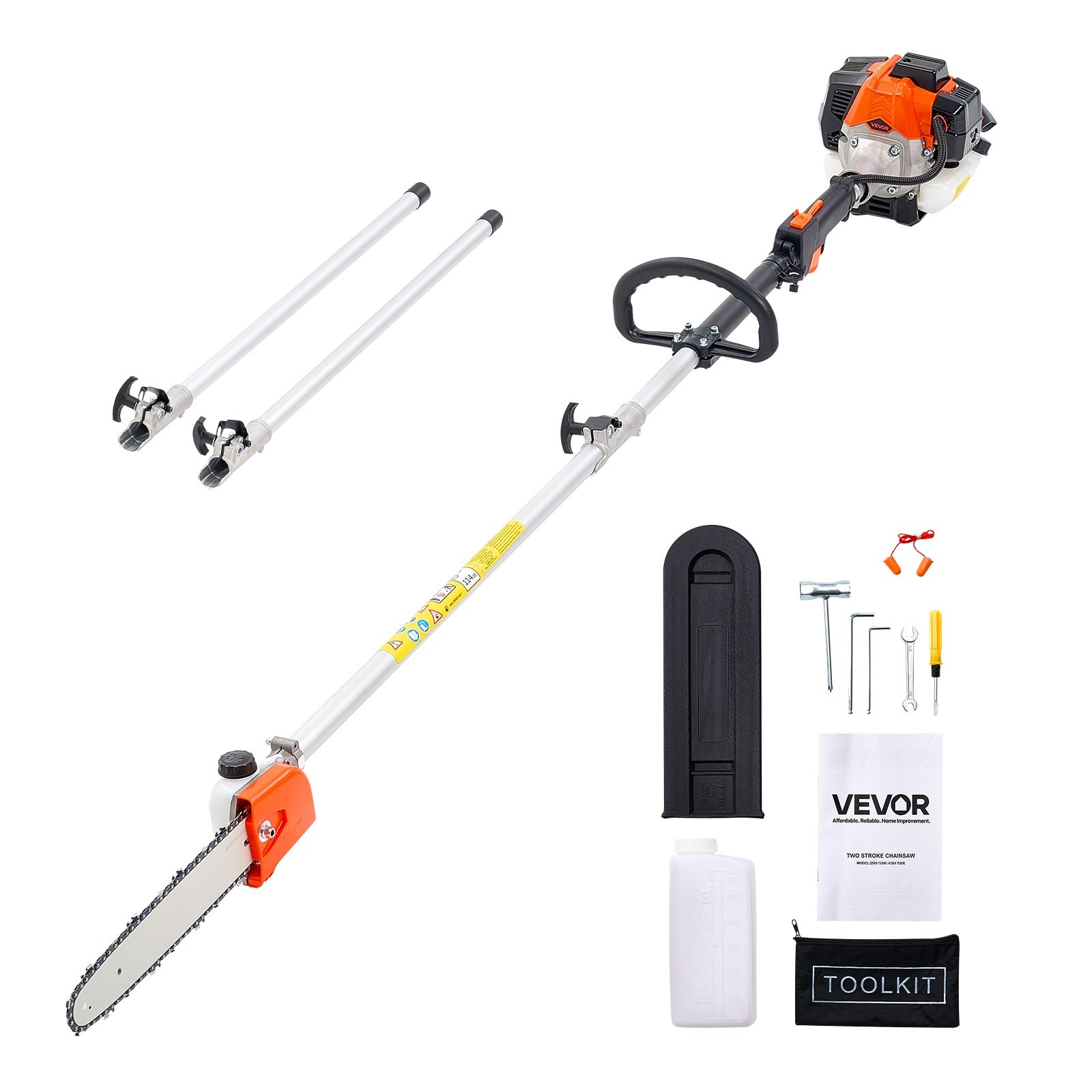 Gas Pole Saw,25CC 2 Stroke Gas Powered Pole Saws with 12 in Cutting Bar,Cordless