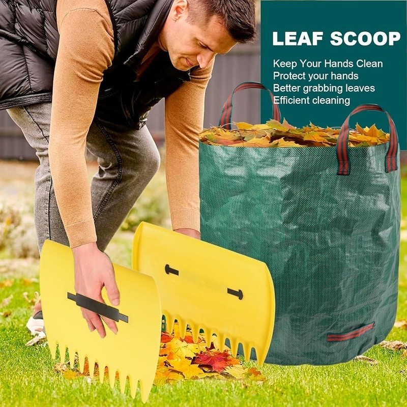 Adjustable Leaf Collector Rake Set Multi-Functional Scoops Durable Garden Bags