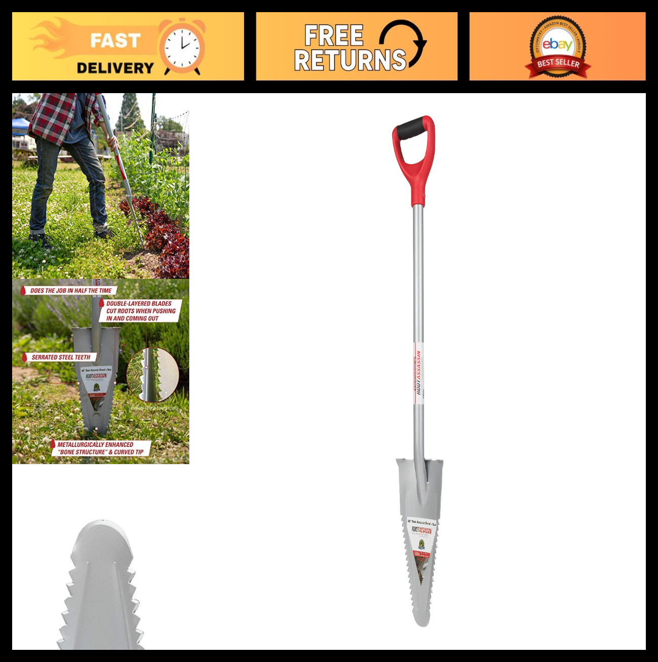 48″ Garden Shovel Saw Combo Tool – Award-Winning Root & Stump Remover, Landscapi