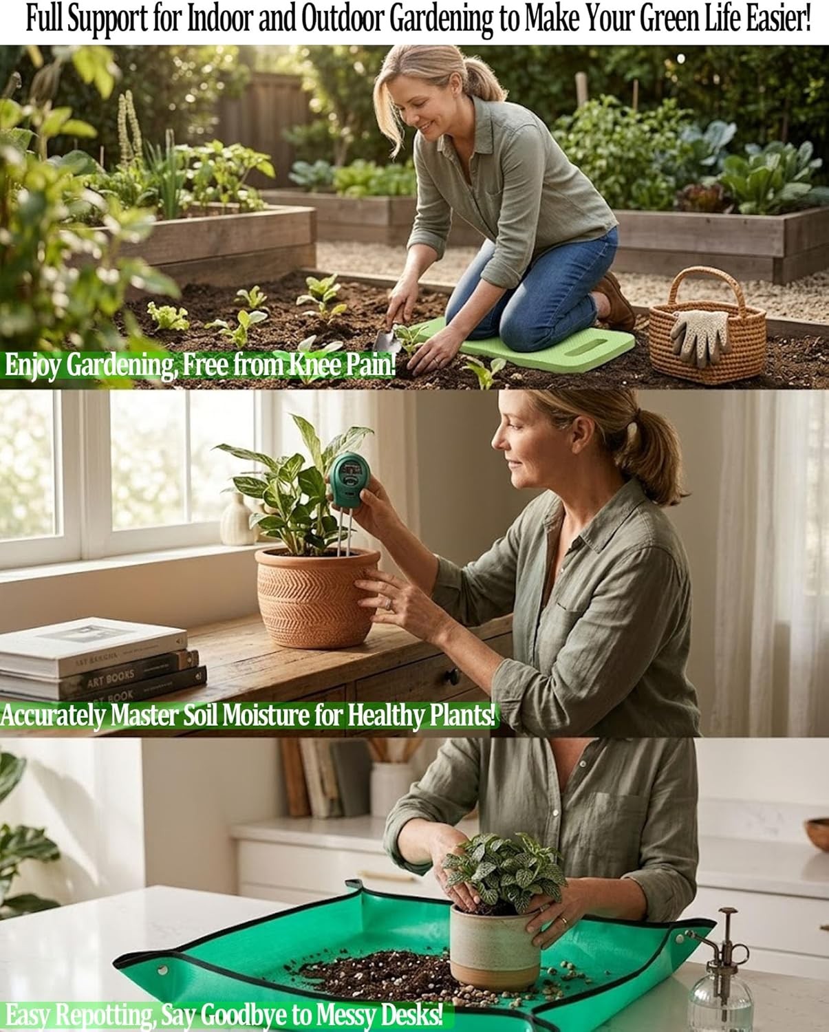 Aluminum Gardening Tools Set With Tester Mat Kneeling Pad Gifts For Mom