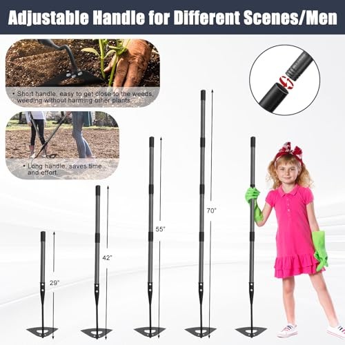 70 Inch Garden Hoe, Heavy Duty Metal Weeding Hoe Tool for Standing, 70 Inches