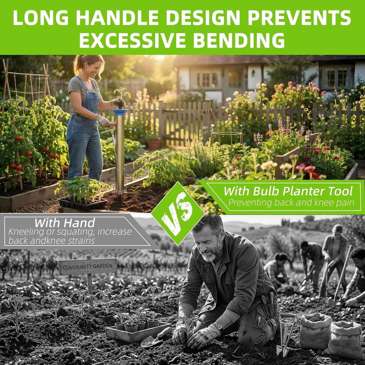 Long Handled Bulb Planter Tool Seedling Transplanter Manual Gardening