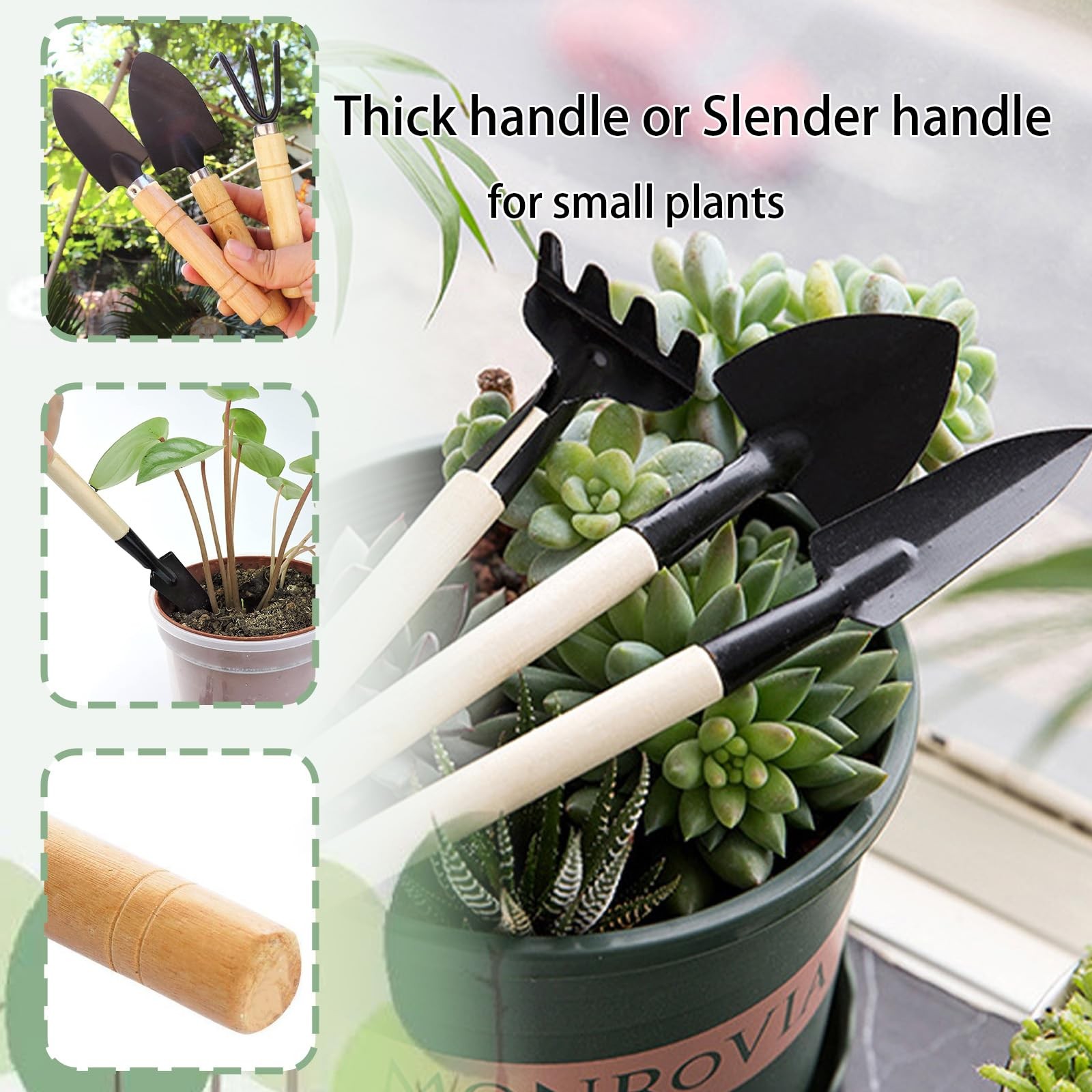 3Pcs Gardening Tools, Mini Tool Set Indoor Garden Kit Miniature Gardening Rak…