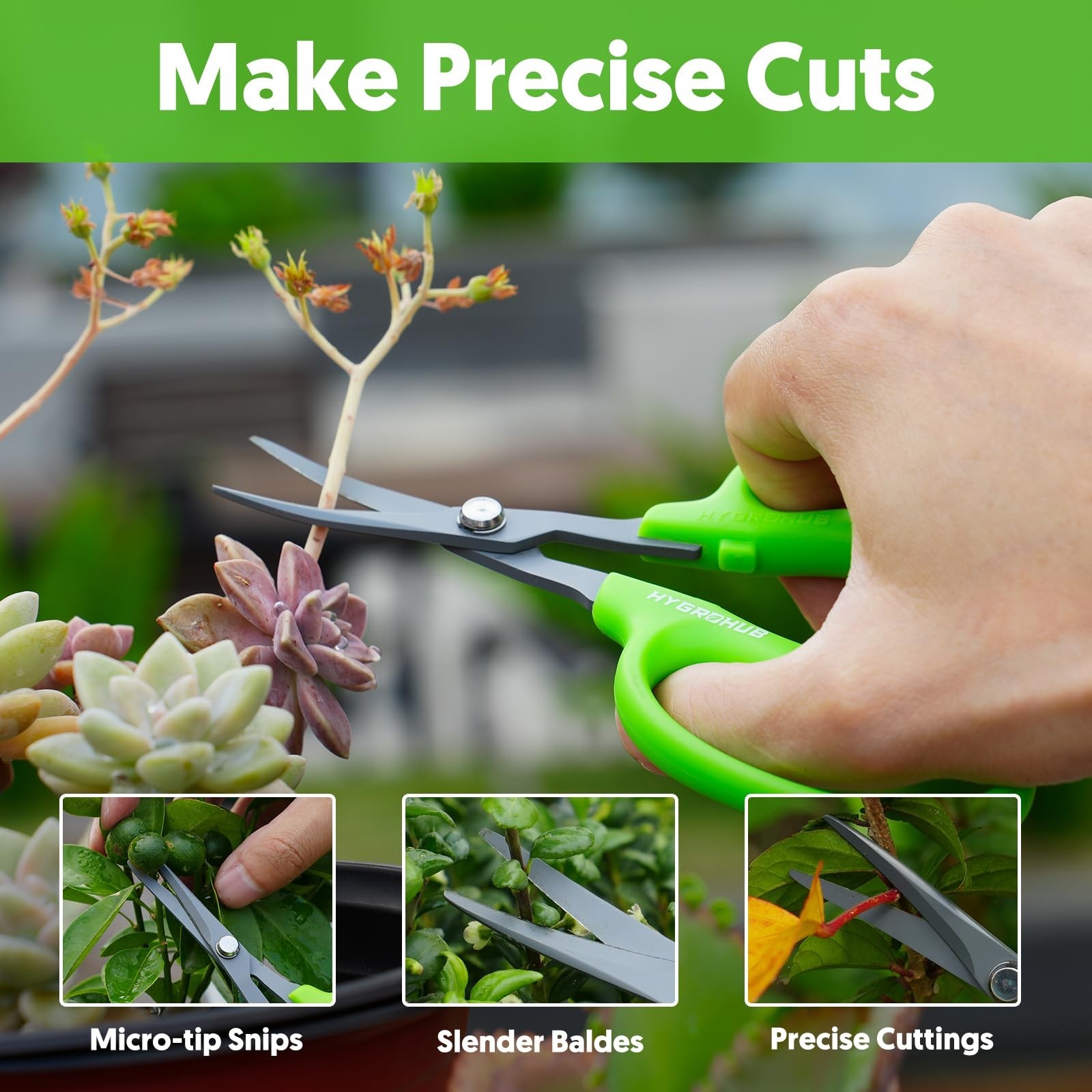 Garden Scissors, 6in Pruning Shears Snips Non-stick Coated Sharp Steel Blades…
