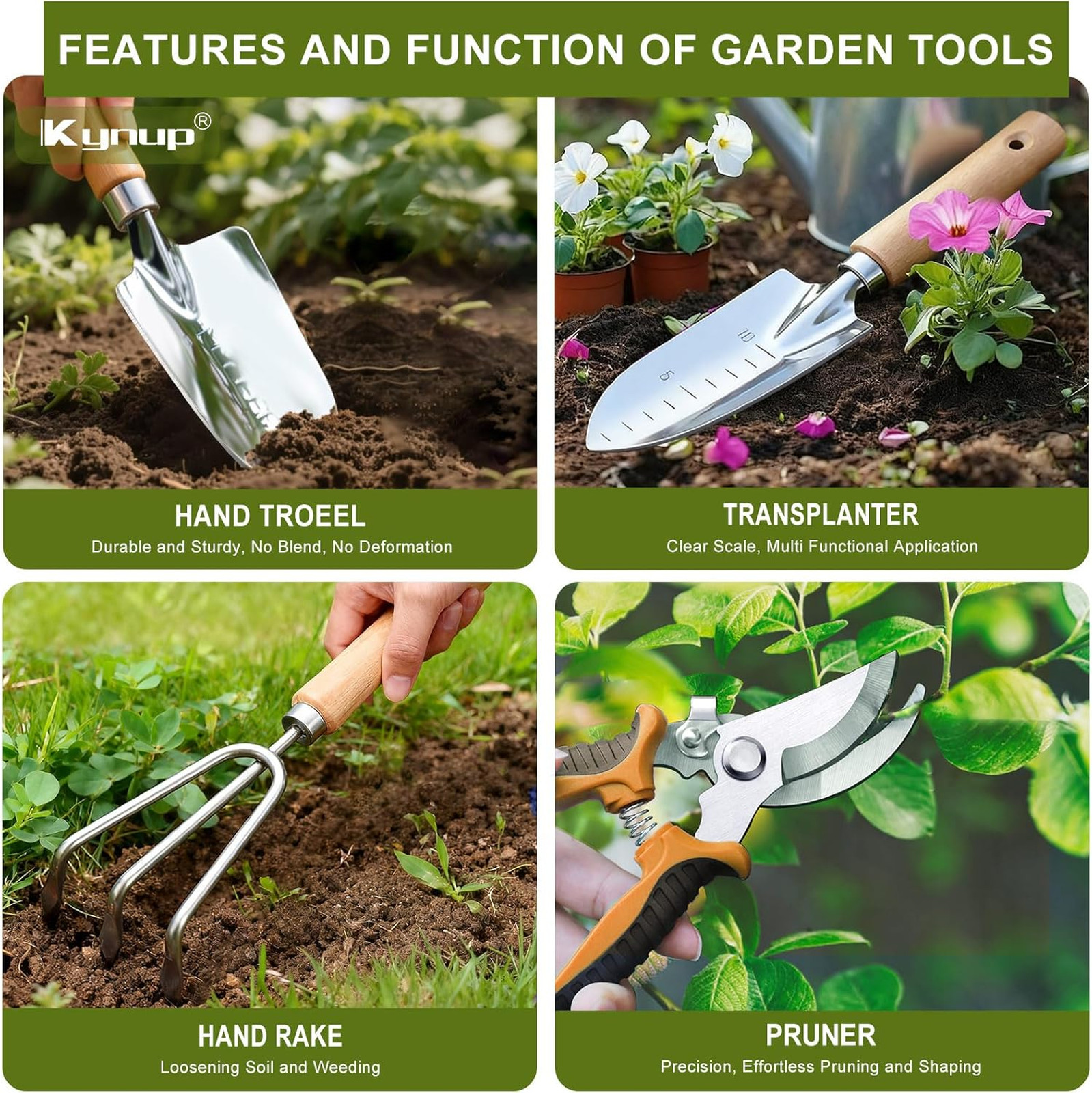Gardening Tools Set with Stainless Steel Trowel Shovel and Garden Bag for