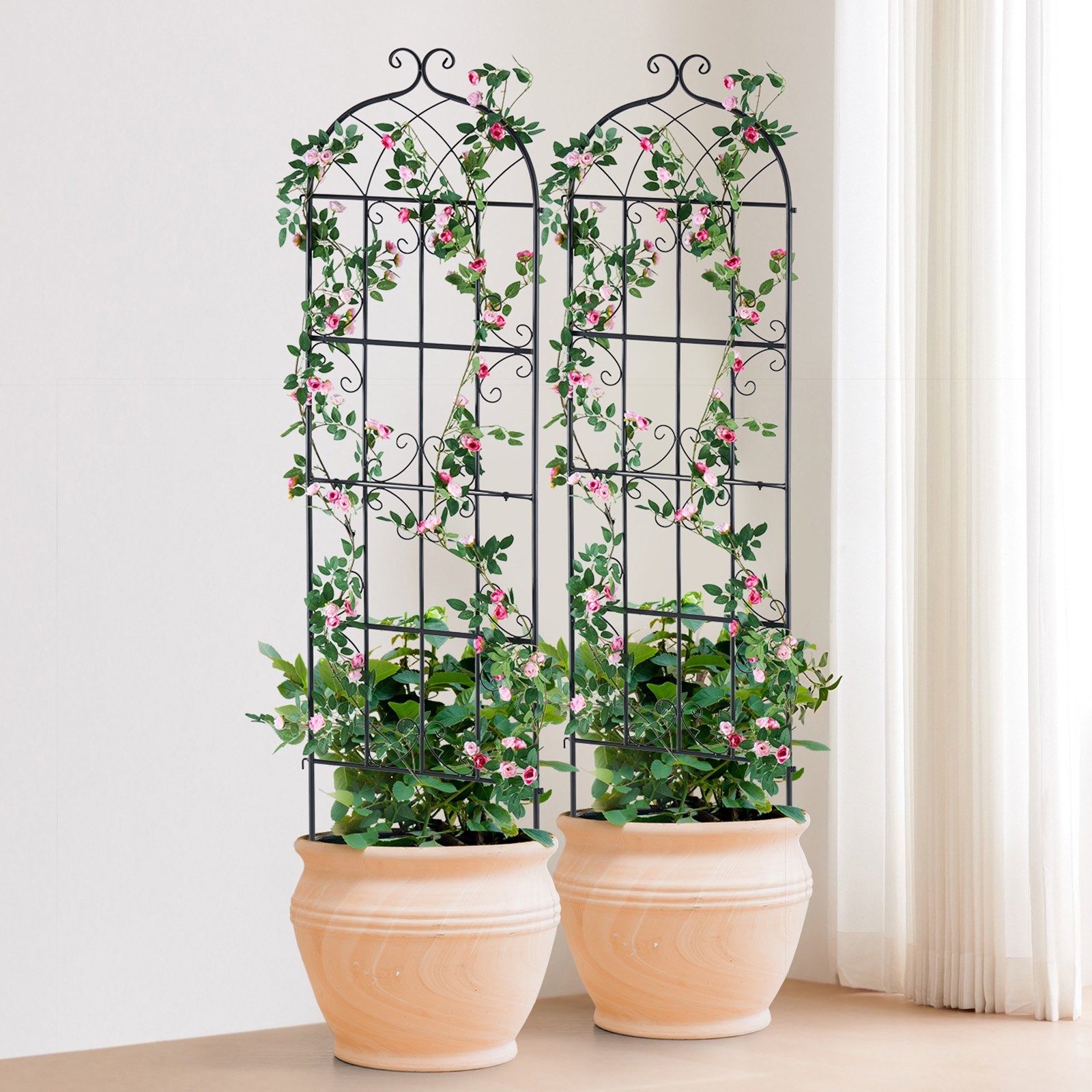 Garden Trellis for Climbing Plants,71 x 20 in,6 Packs Rustproof Metal Garden Flo