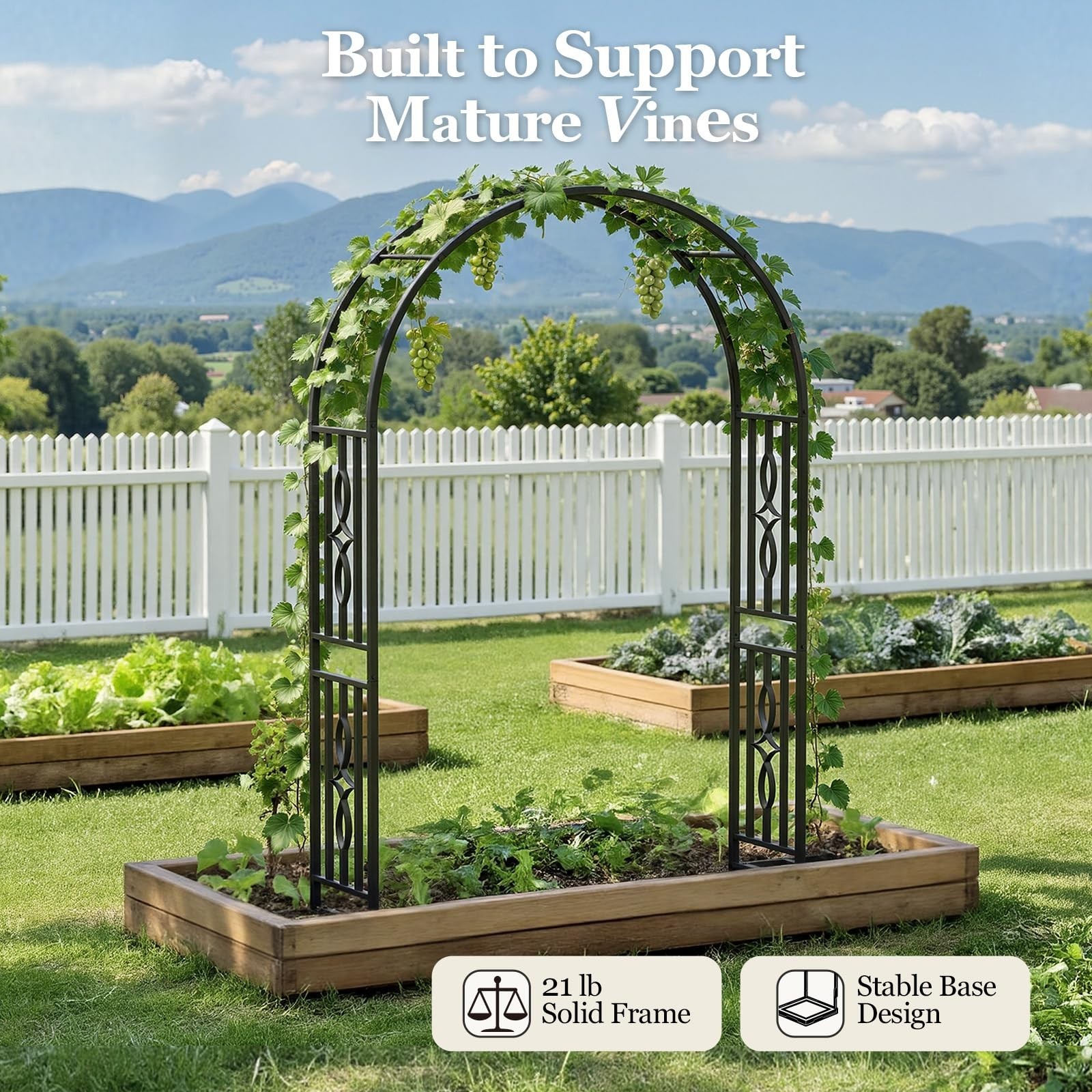 Metal Garden Arch, Heavy Duty Garden Trellis for Climbing Plants, with Enlarg…
