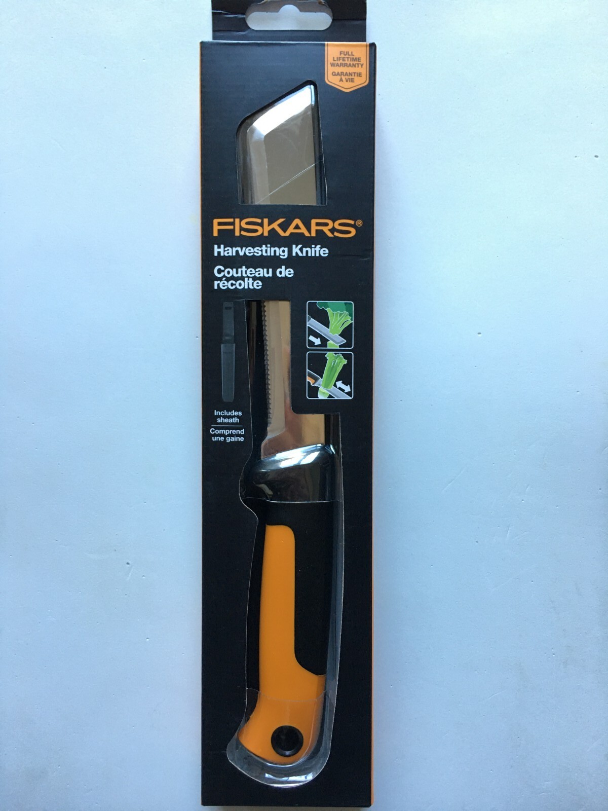 Brand NEW Fiskars 340150-1001 Food Gardening Harvesting Knife Black/Orange NEW!!
